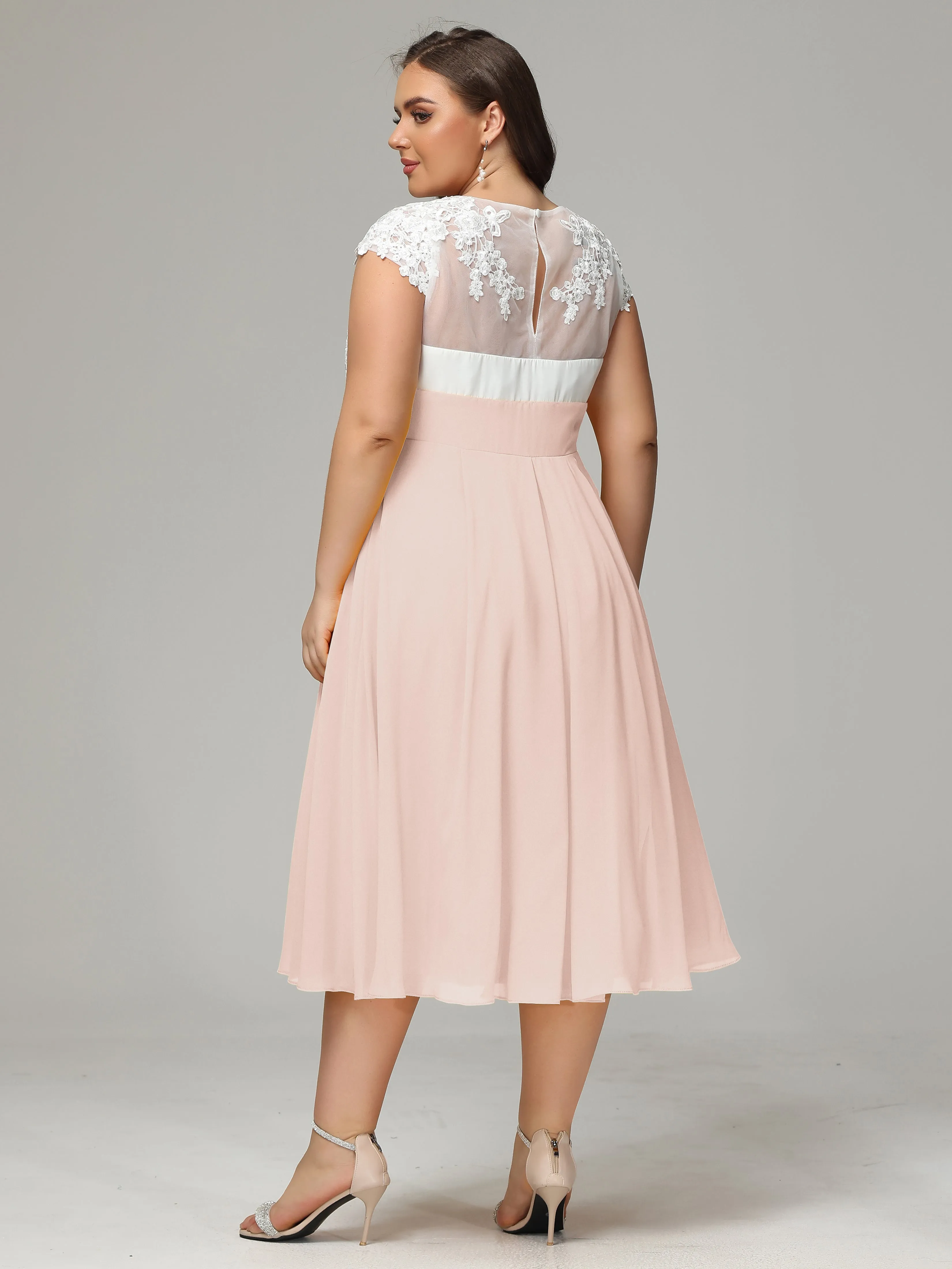 Tea-length Cap Sleeves Chiffon Mother Of The Bride Dresses