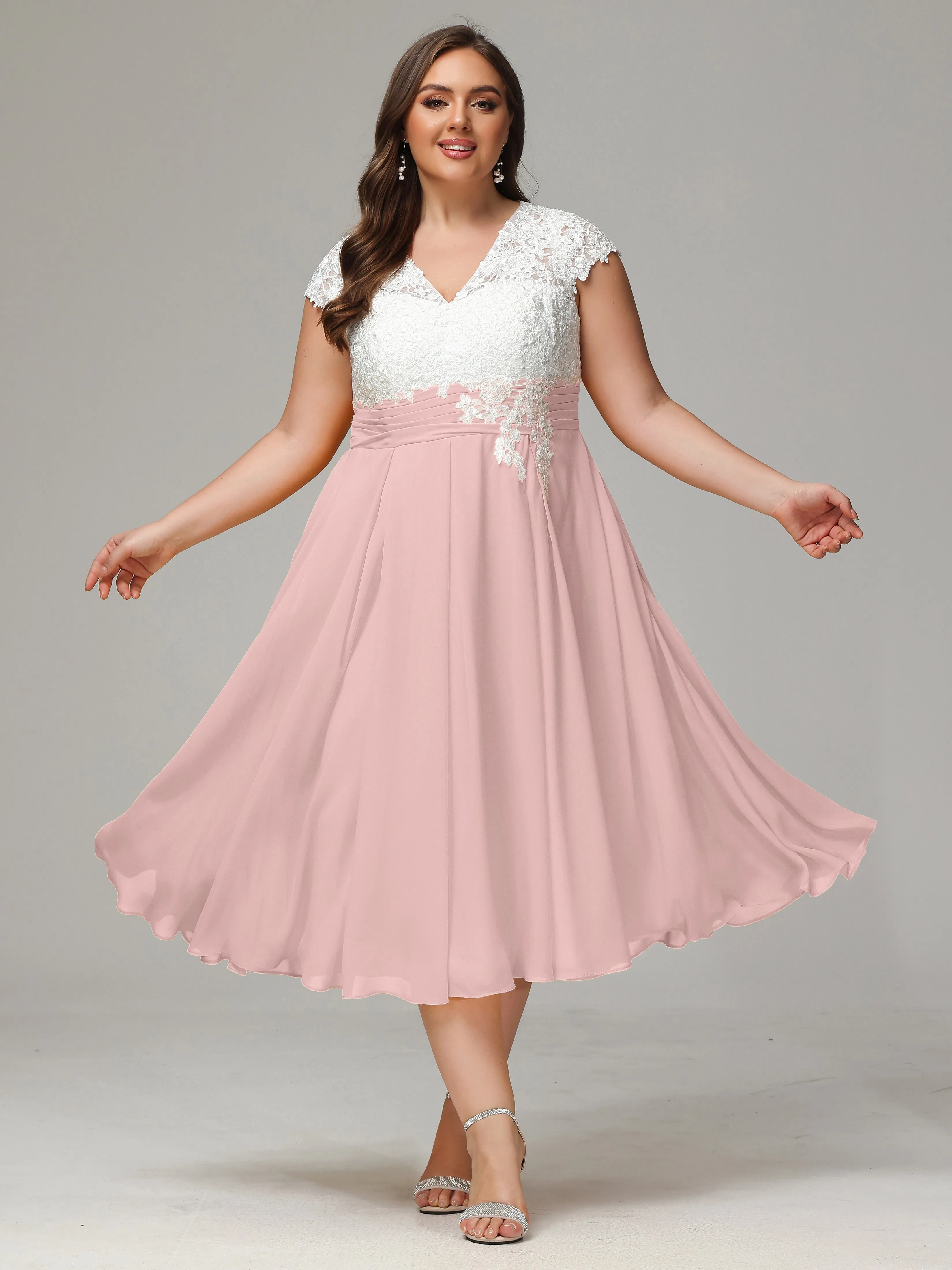 Tea-length Cap Sleeves Chiffon Mother Of The Bride Dresses