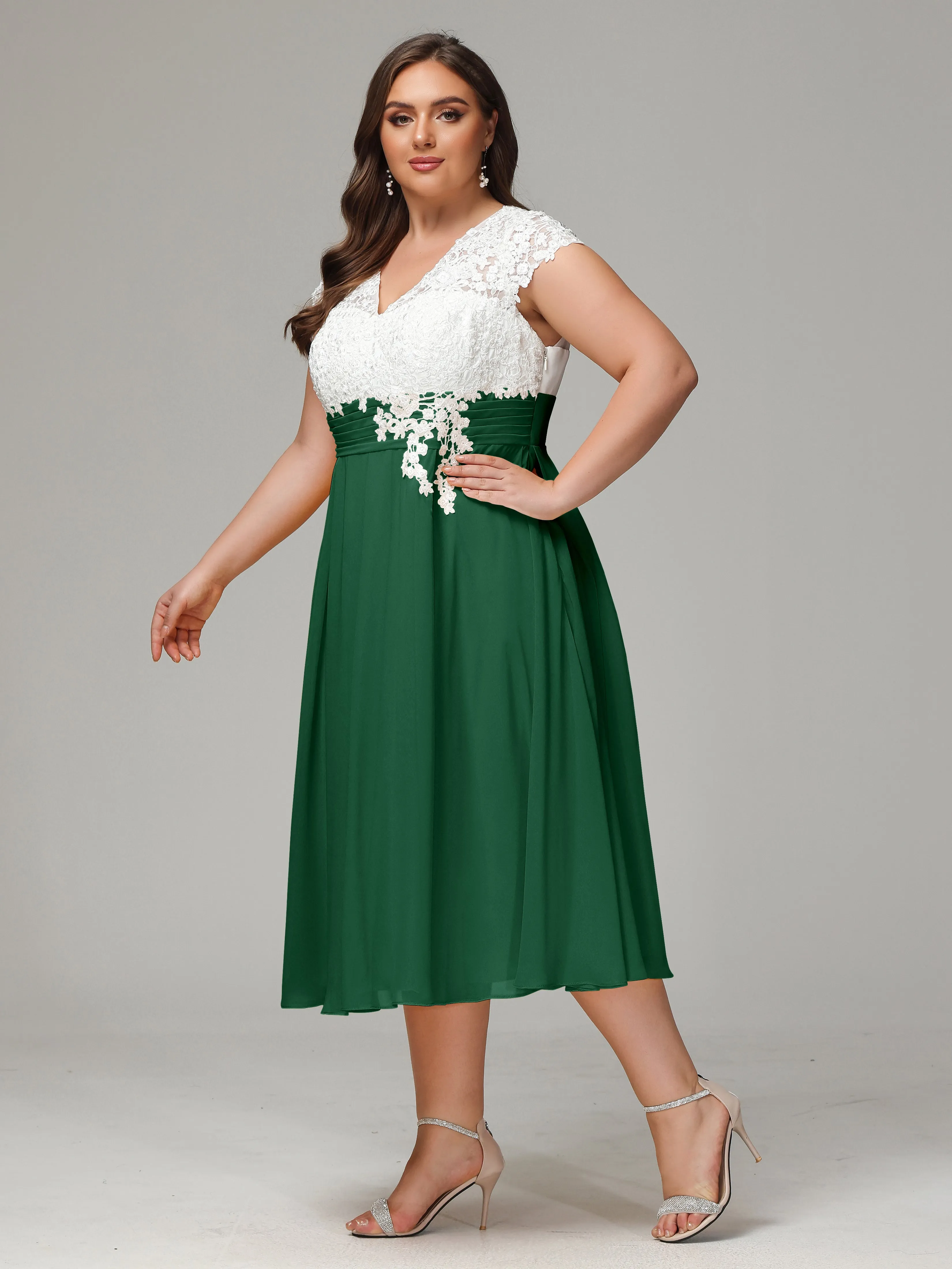 Tea-length Cap Sleeves Chiffon Mother Of The Bride Dresses