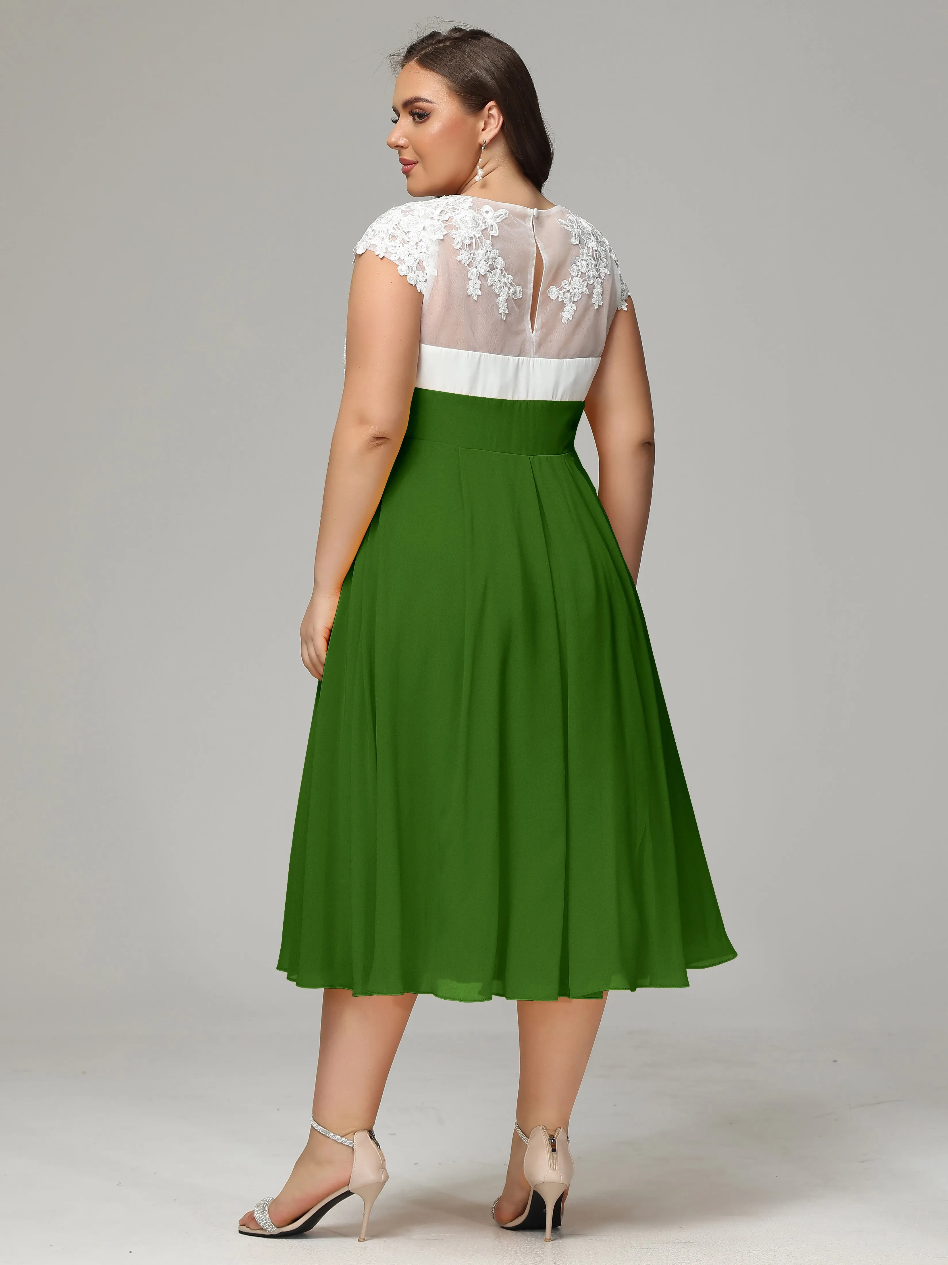 Tea-length Cap Sleeves Chiffon Mother Of The Bride Dresses