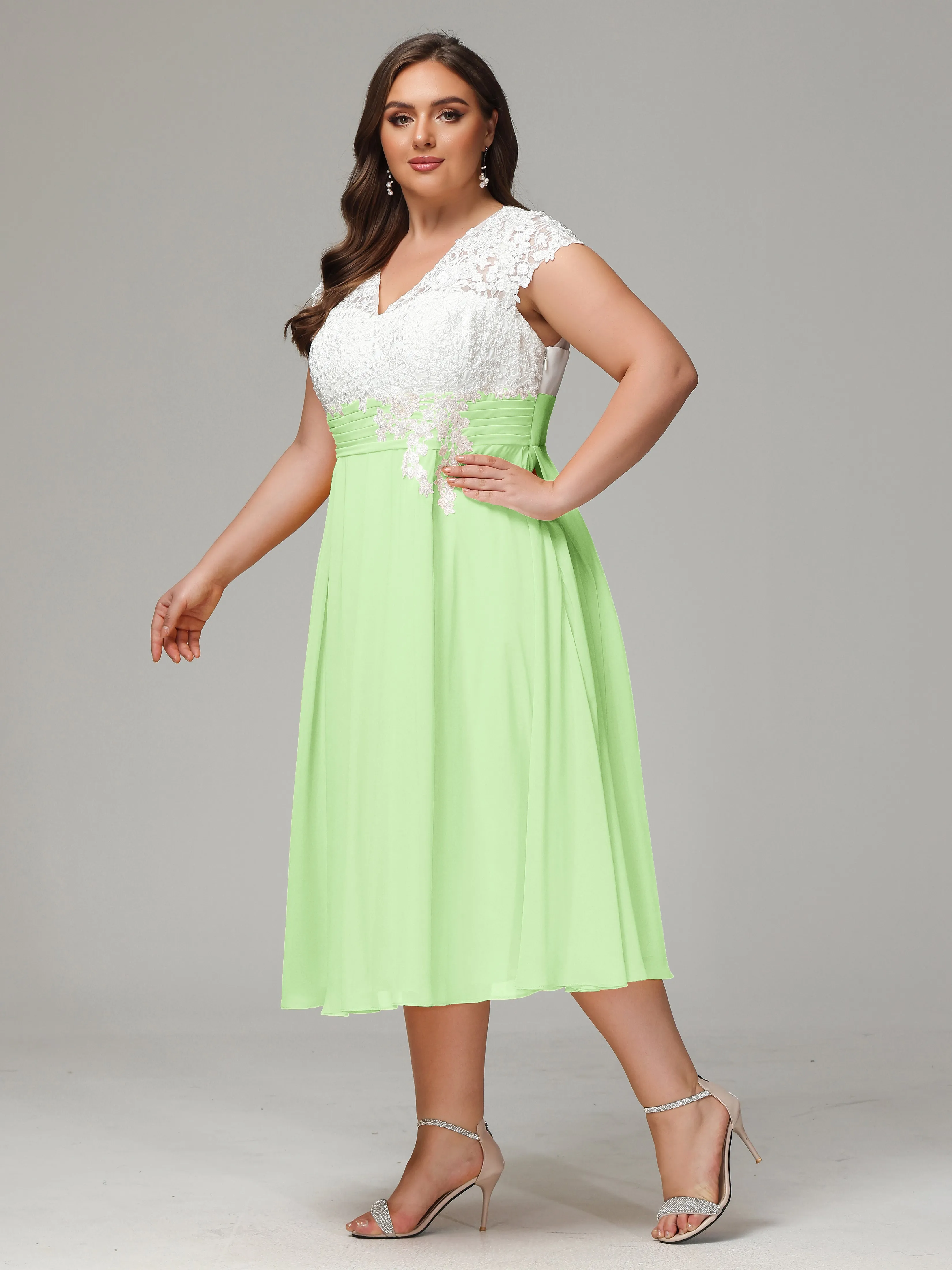 Tea-length Cap Sleeves Chiffon Mother Of The Bride Dresses