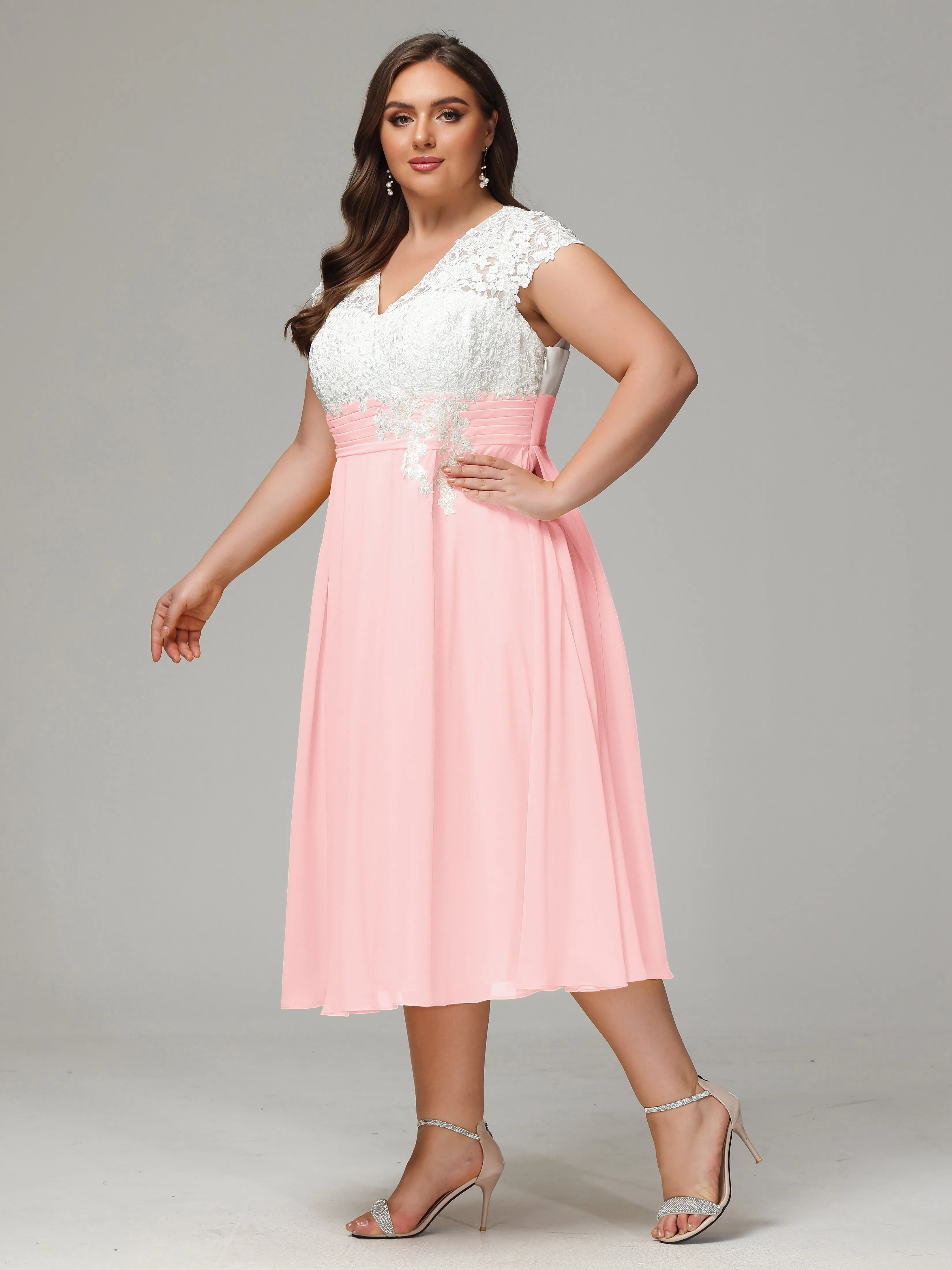 Tea-length Cap Sleeves Chiffon Mother Of The Bride Dresses
