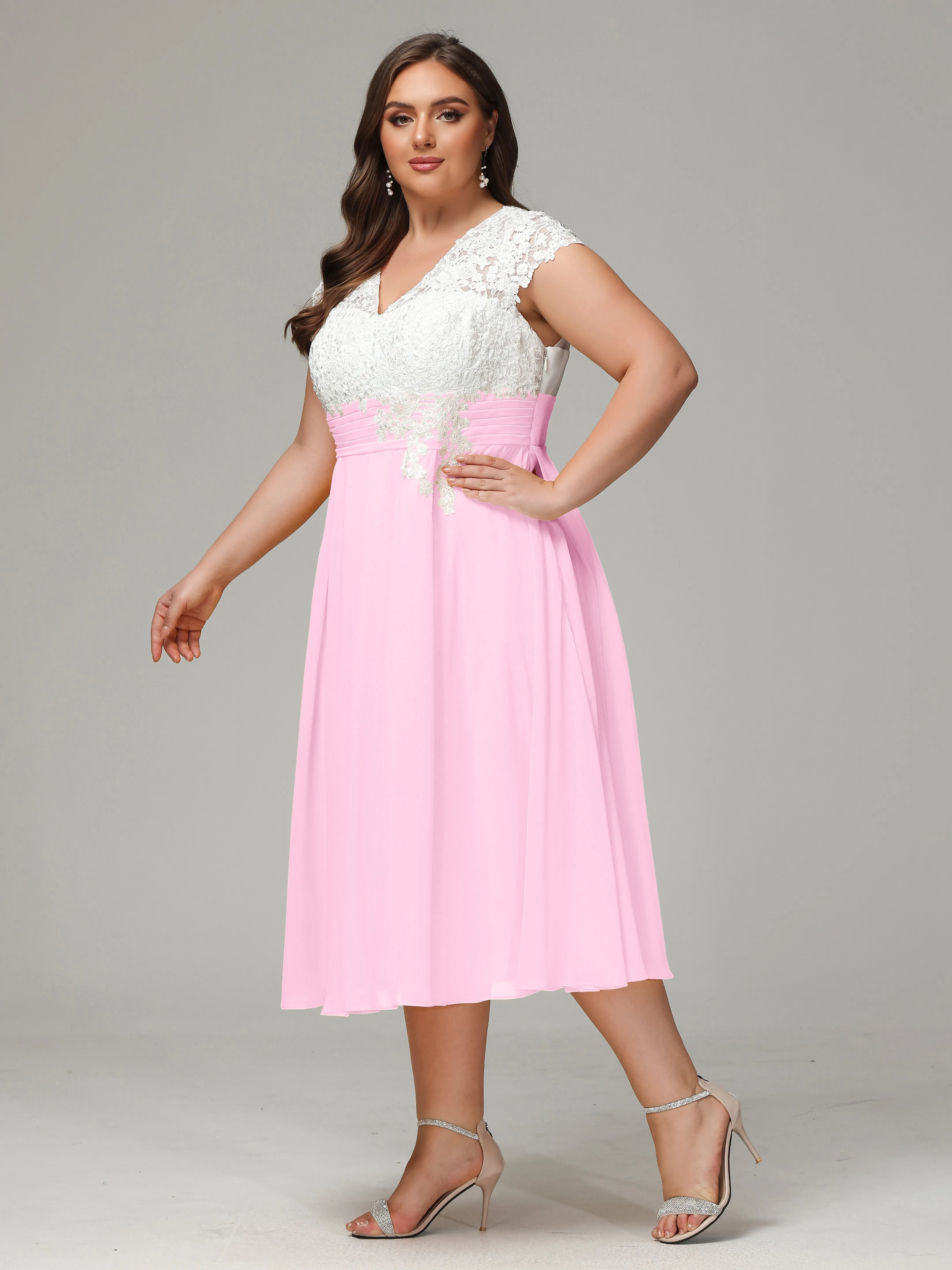 Tea-length Cap Sleeves Chiffon Mother Of The Bride Dresses