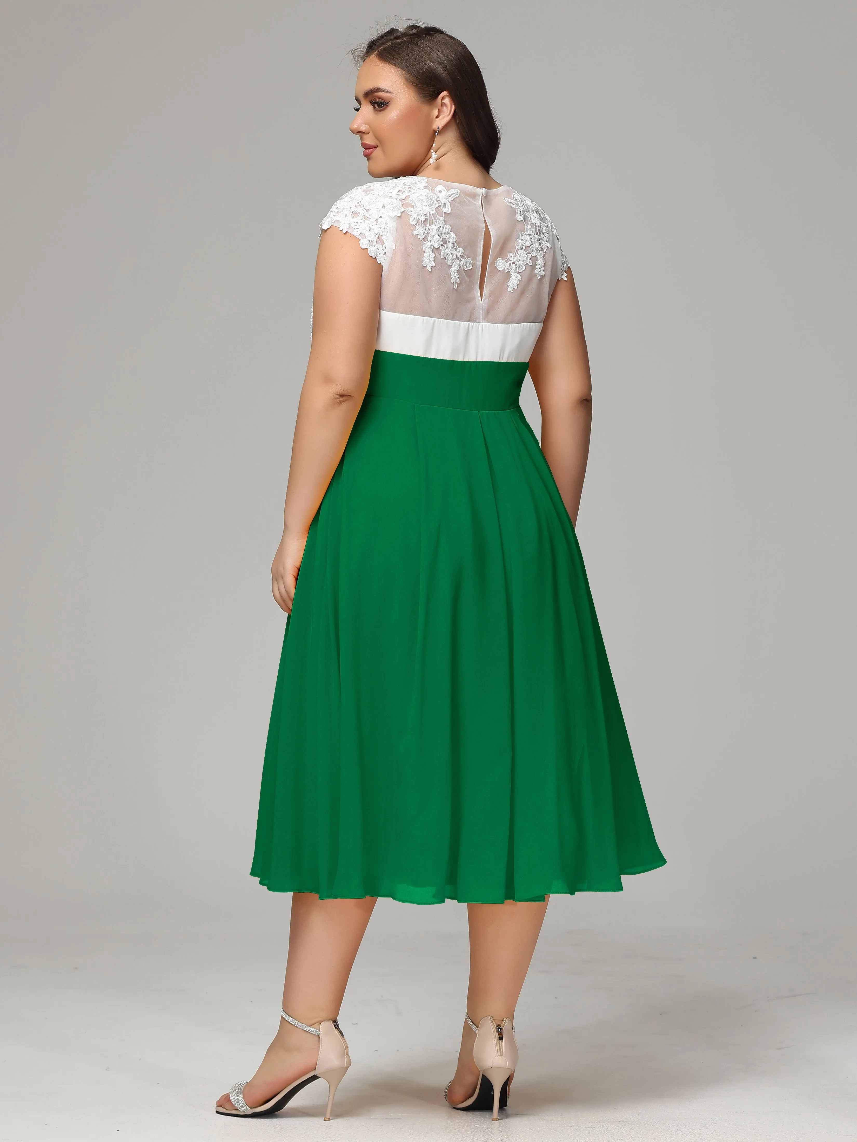 Tea-length Cap Sleeves Chiffon Mother Of The Bride Dresses