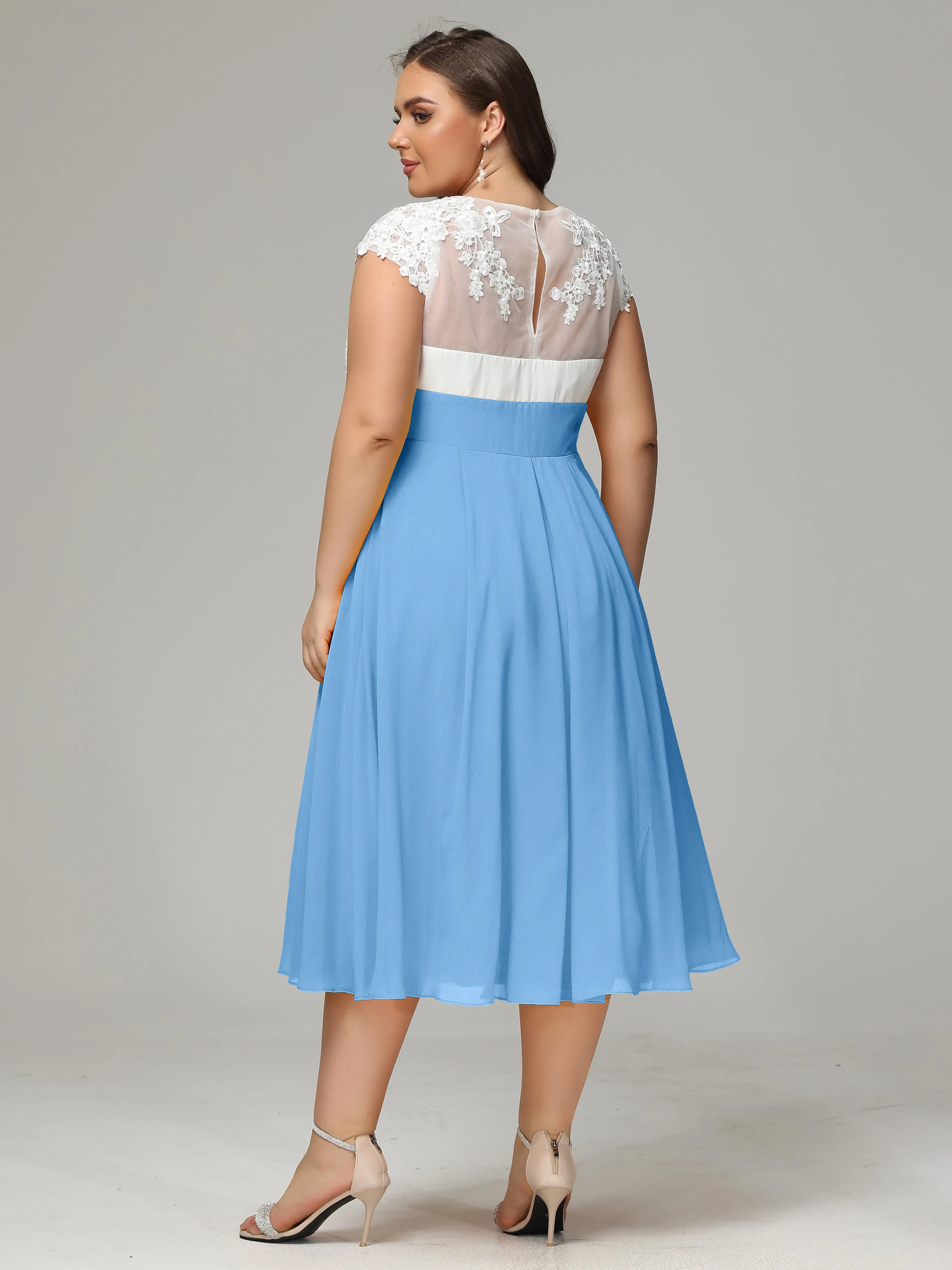 Tea-length Cap Sleeves Chiffon Mother Of The Bride Dresses