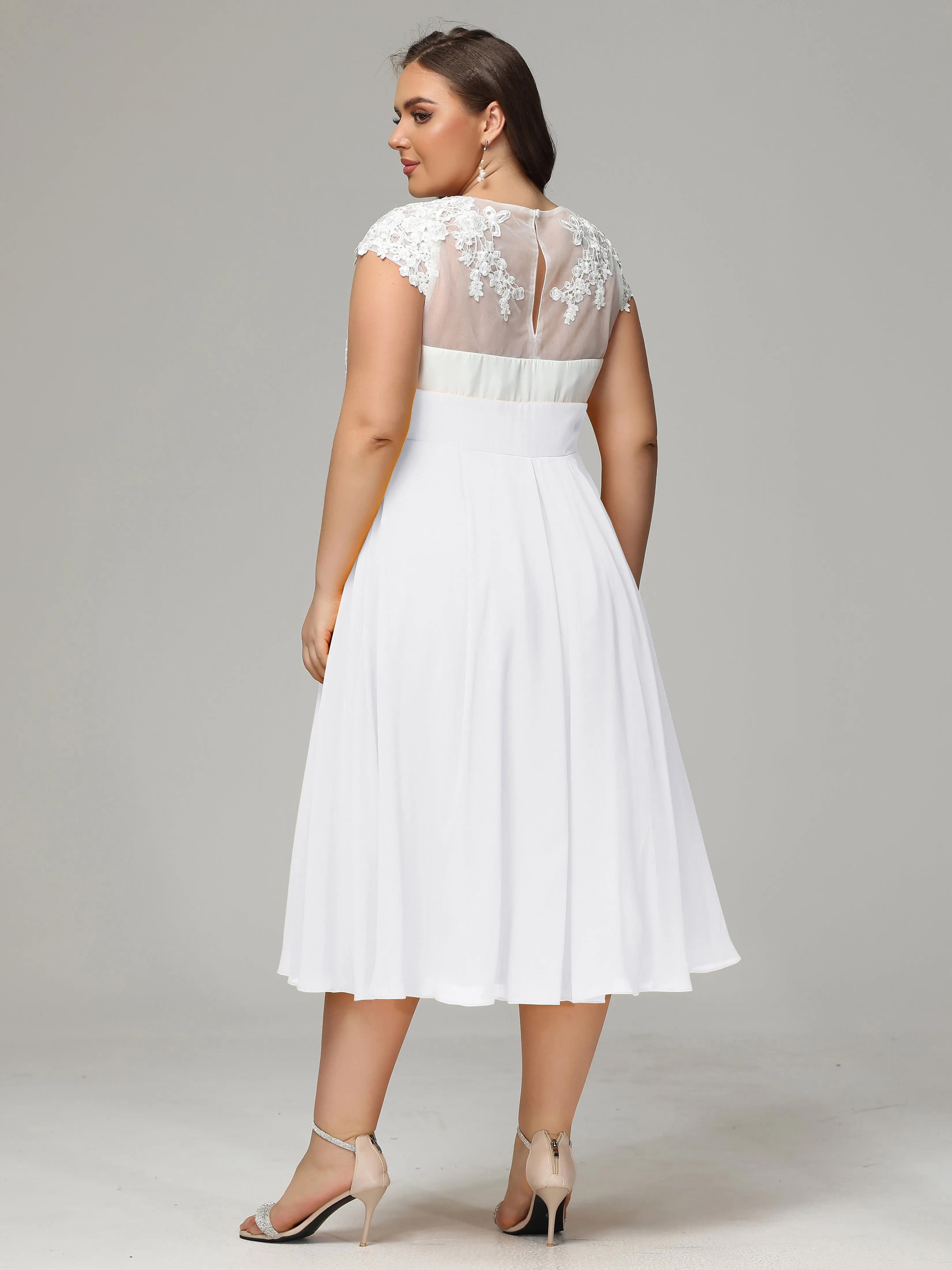 Tea-length Cap Sleeves Chiffon Mother Of The Bride Dresses