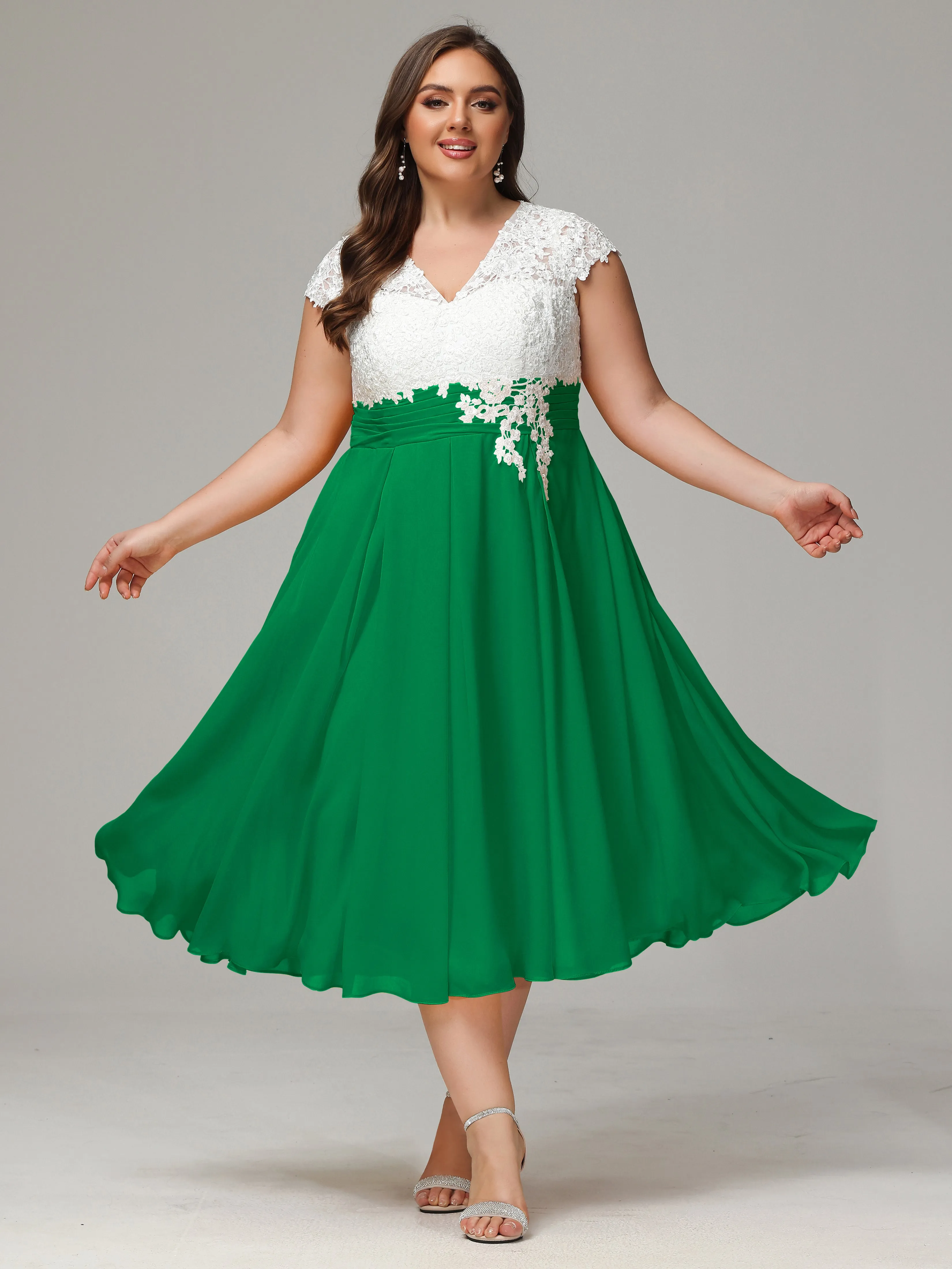 Tea-length Cap Sleeves Chiffon Mother Of The Bride Dresses