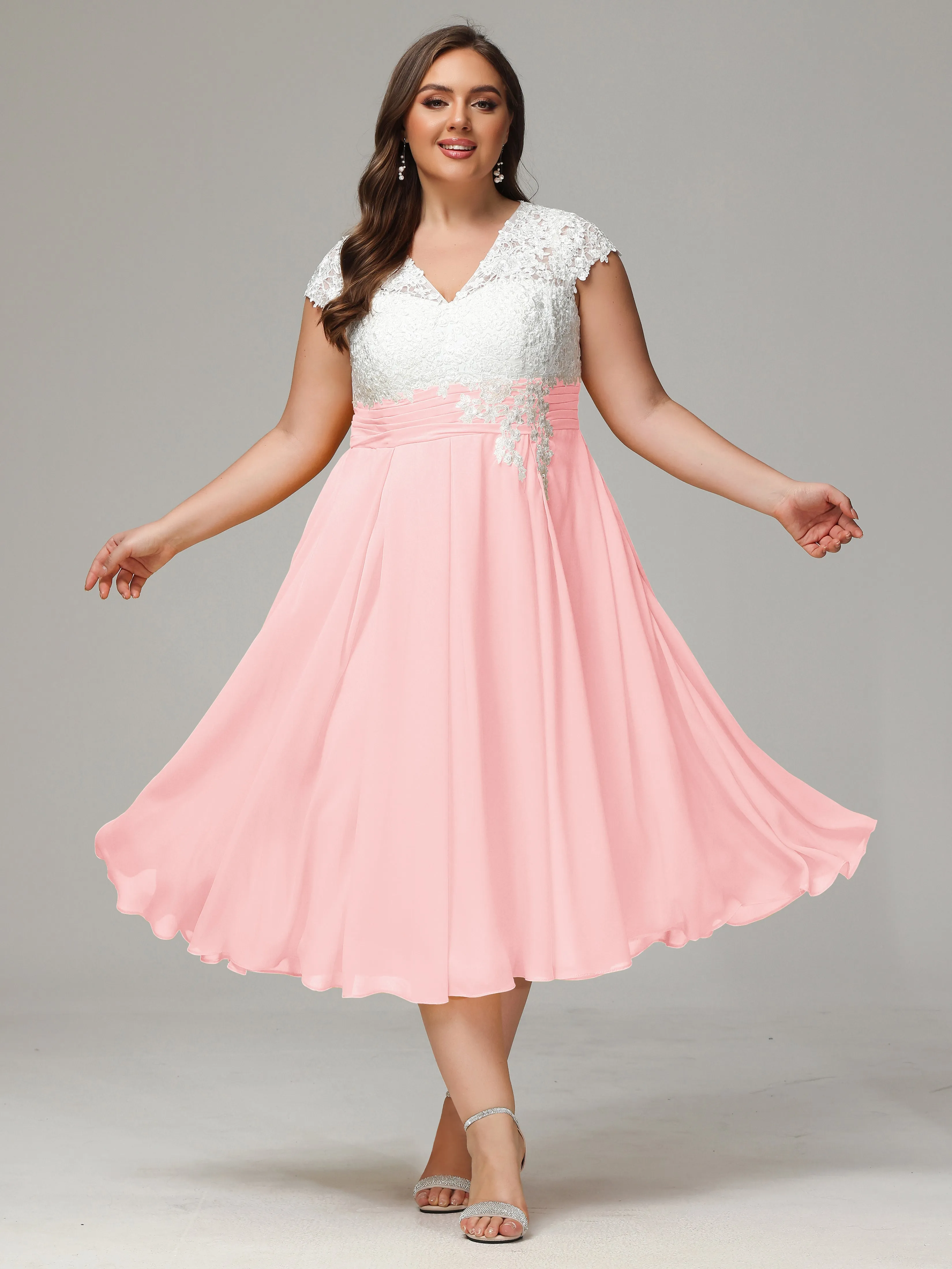 Tea-length Cap Sleeves Chiffon Mother Of The Bride Dresses