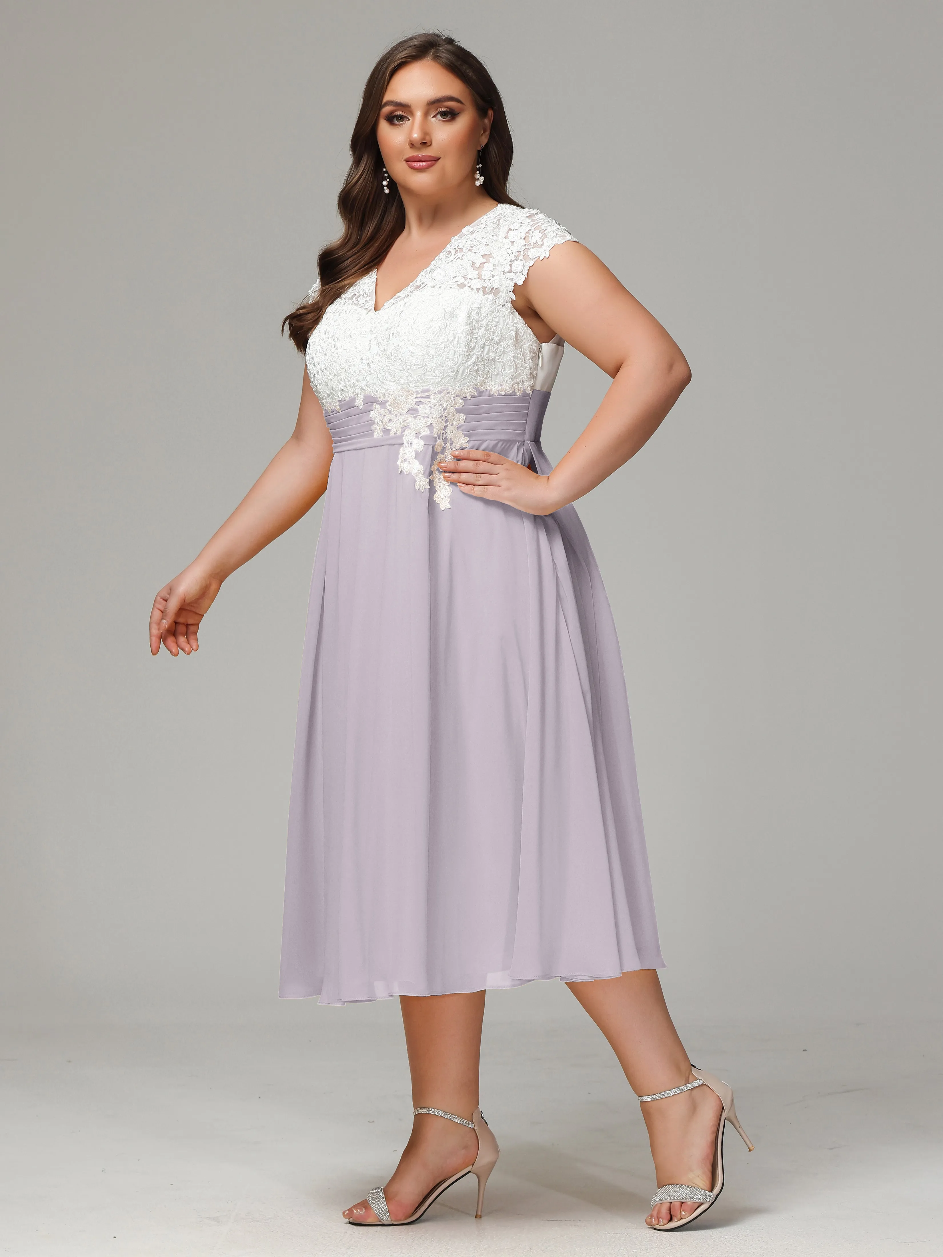 Tea-length Cap Sleeves Chiffon Mother Of The Bride Dresses