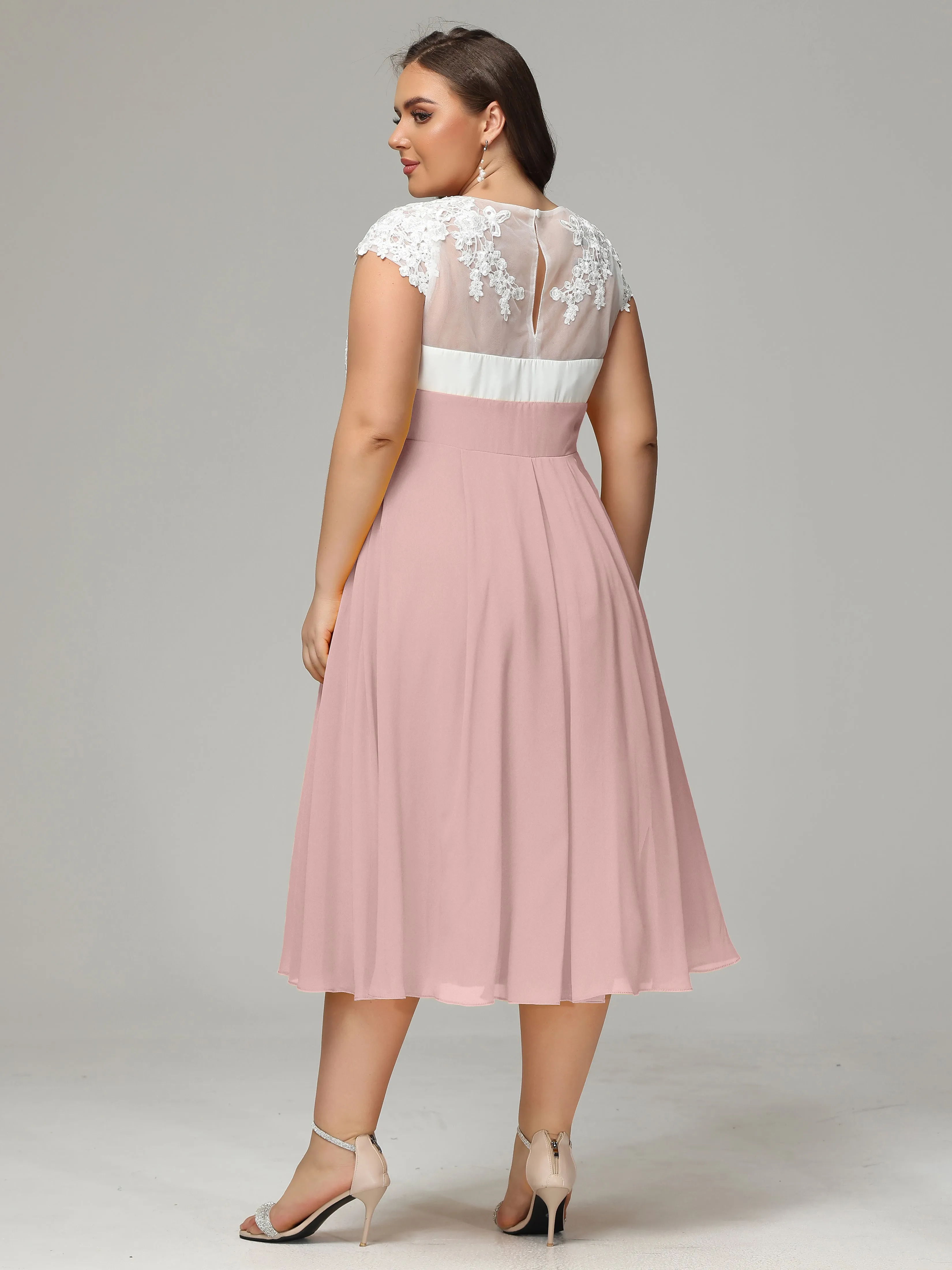 Tea-length Cap Sleeves Chiffon Mother Of The Bride Dresses
