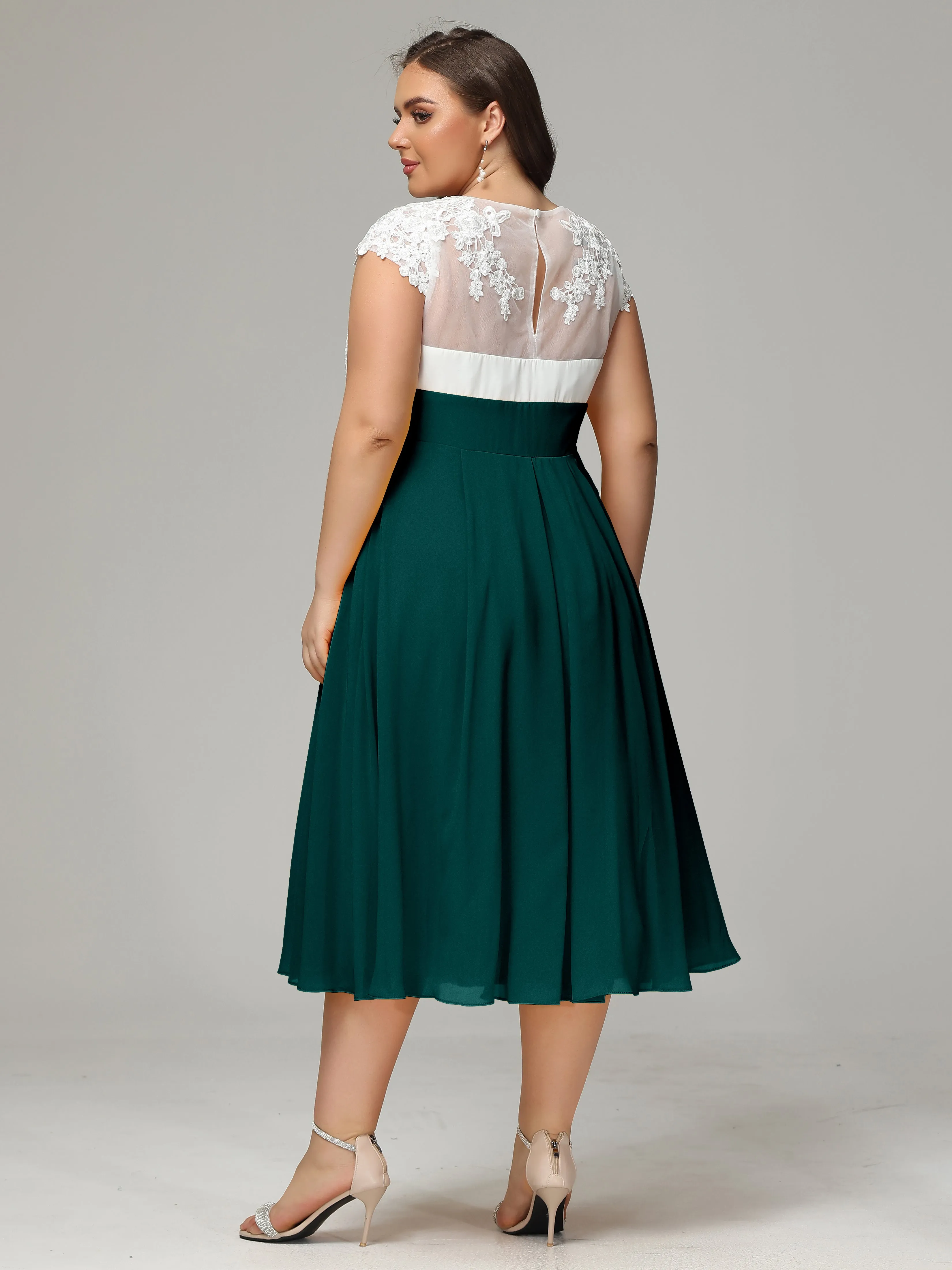 Tea-length Cap Sleeves Chiffon Mother Of The Bride Dresses