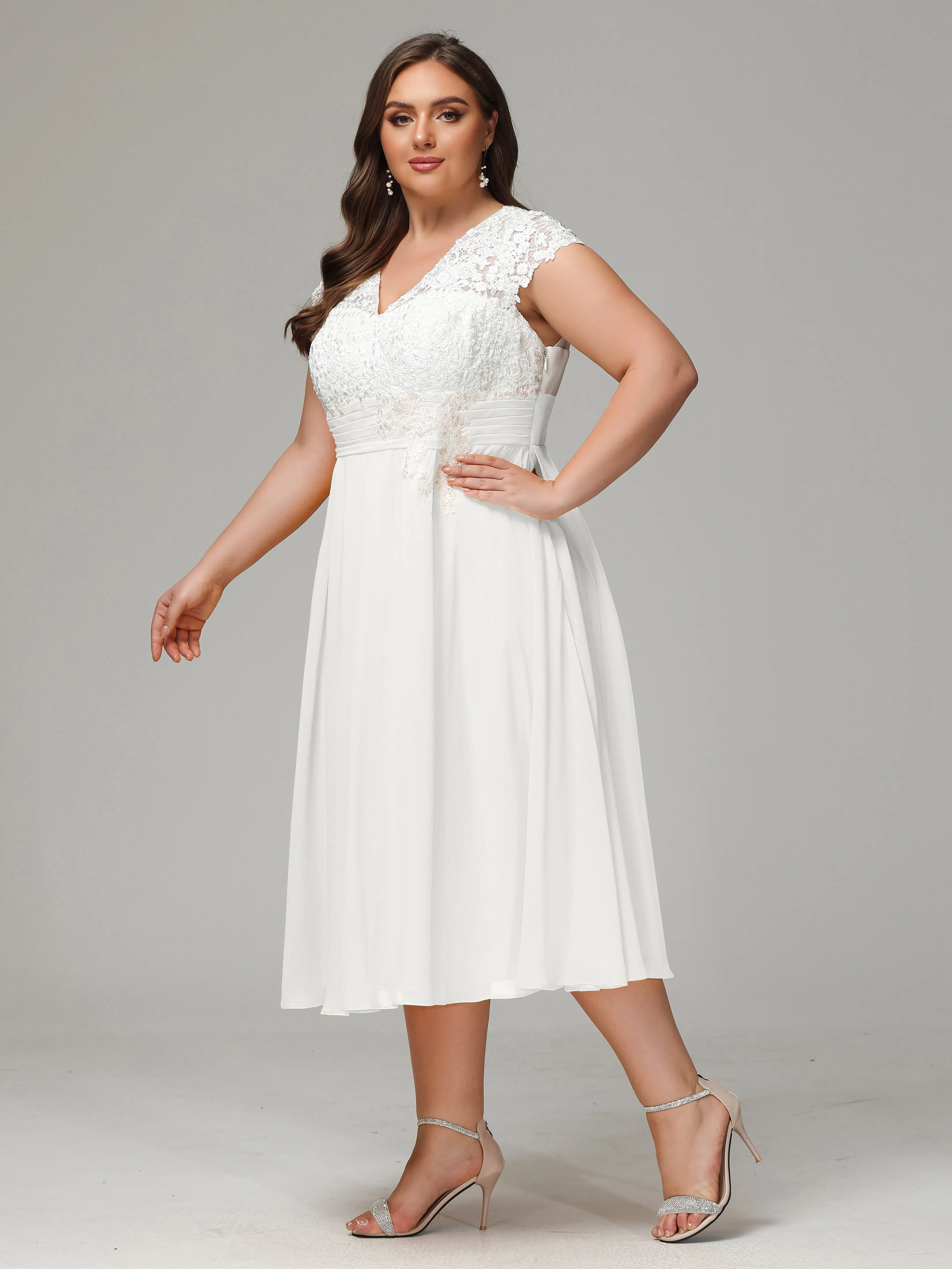 Tea-length Cap Sleeves Chiffon Mother Of The Bride Dresses