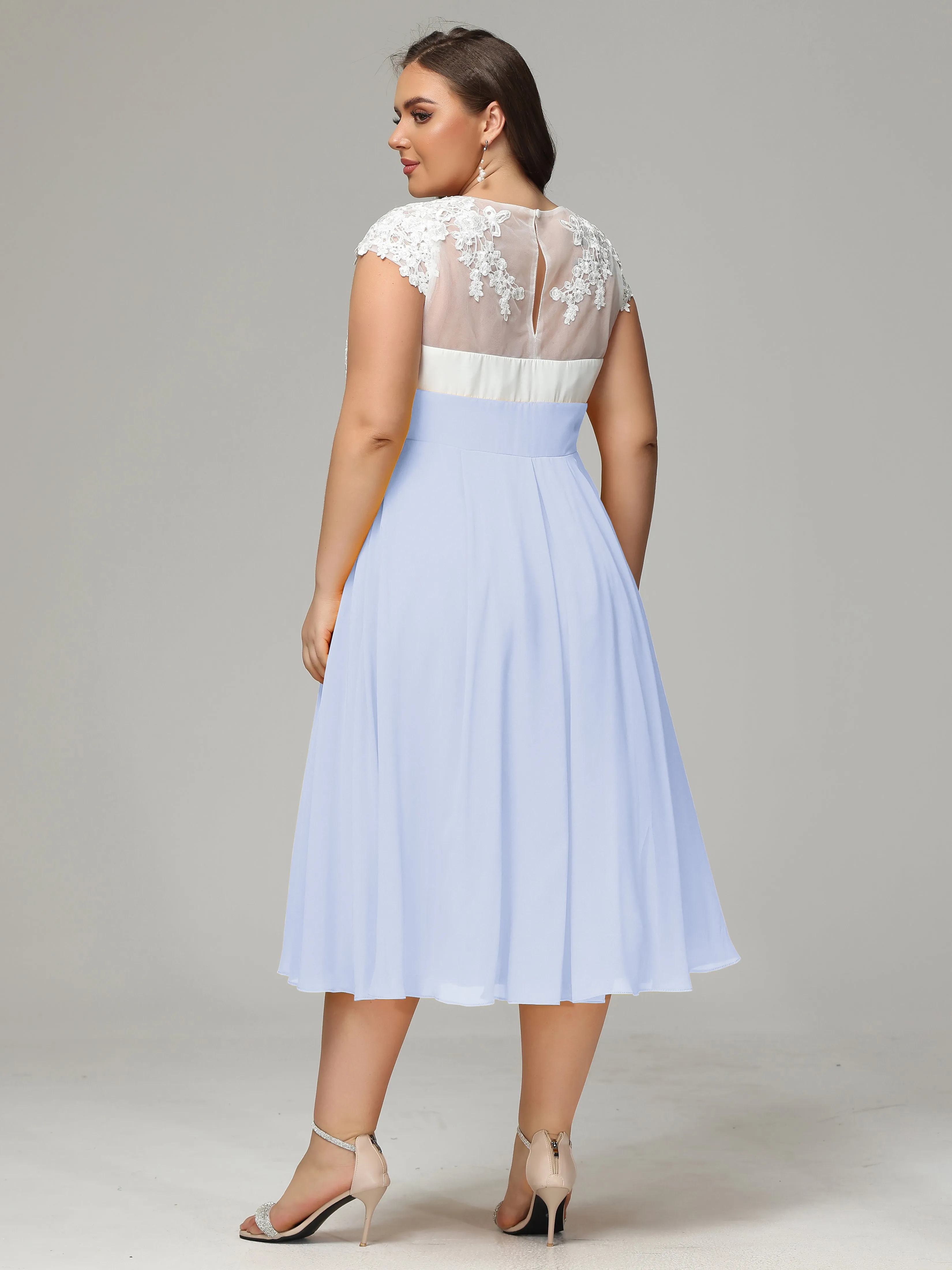 Tea-length Cap Sleeves Chiffon Mother Of The Bride Dresses