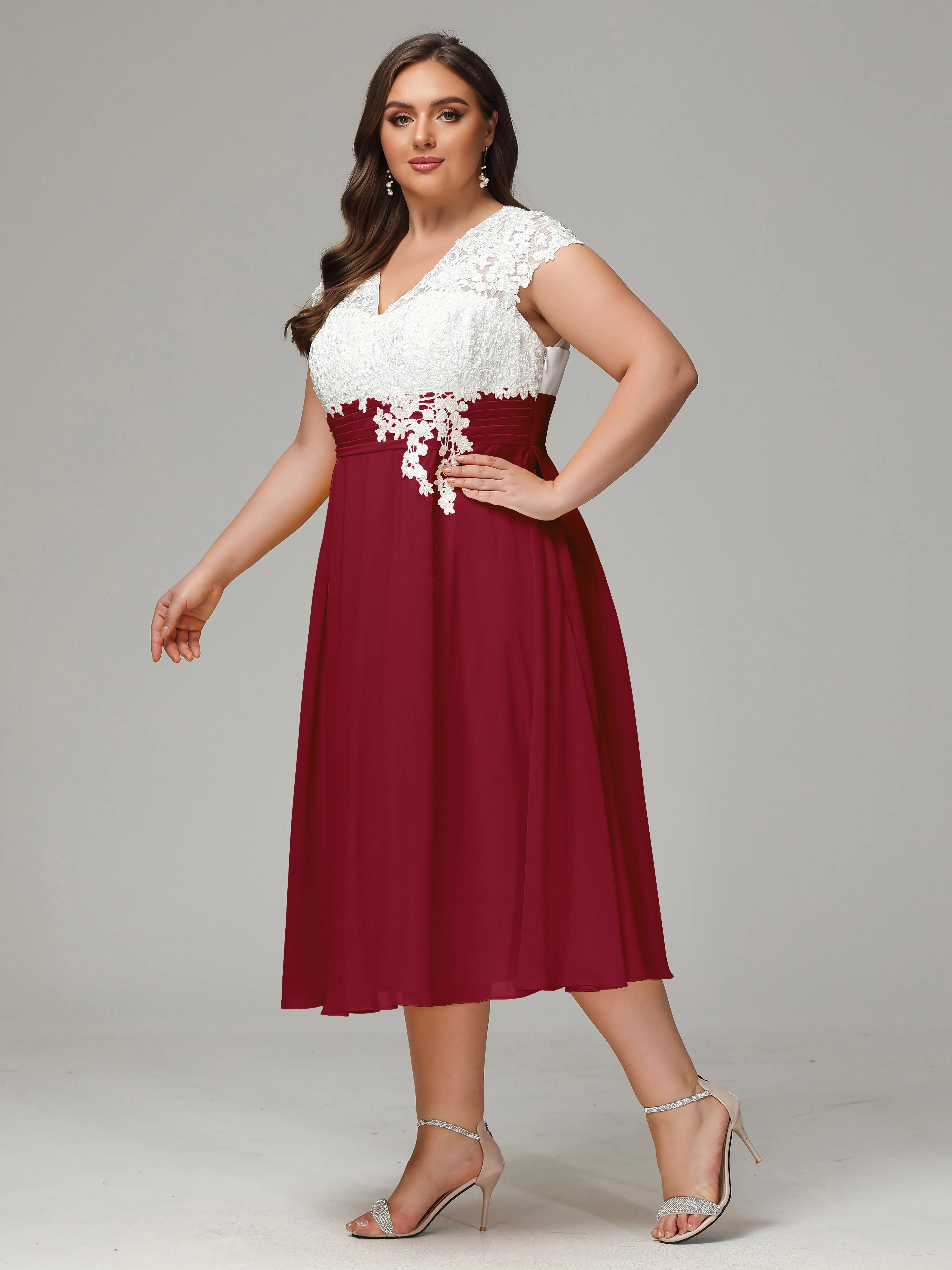 Tea-length Cap Sleeves Chiffon Mother Of The Bride Dresses