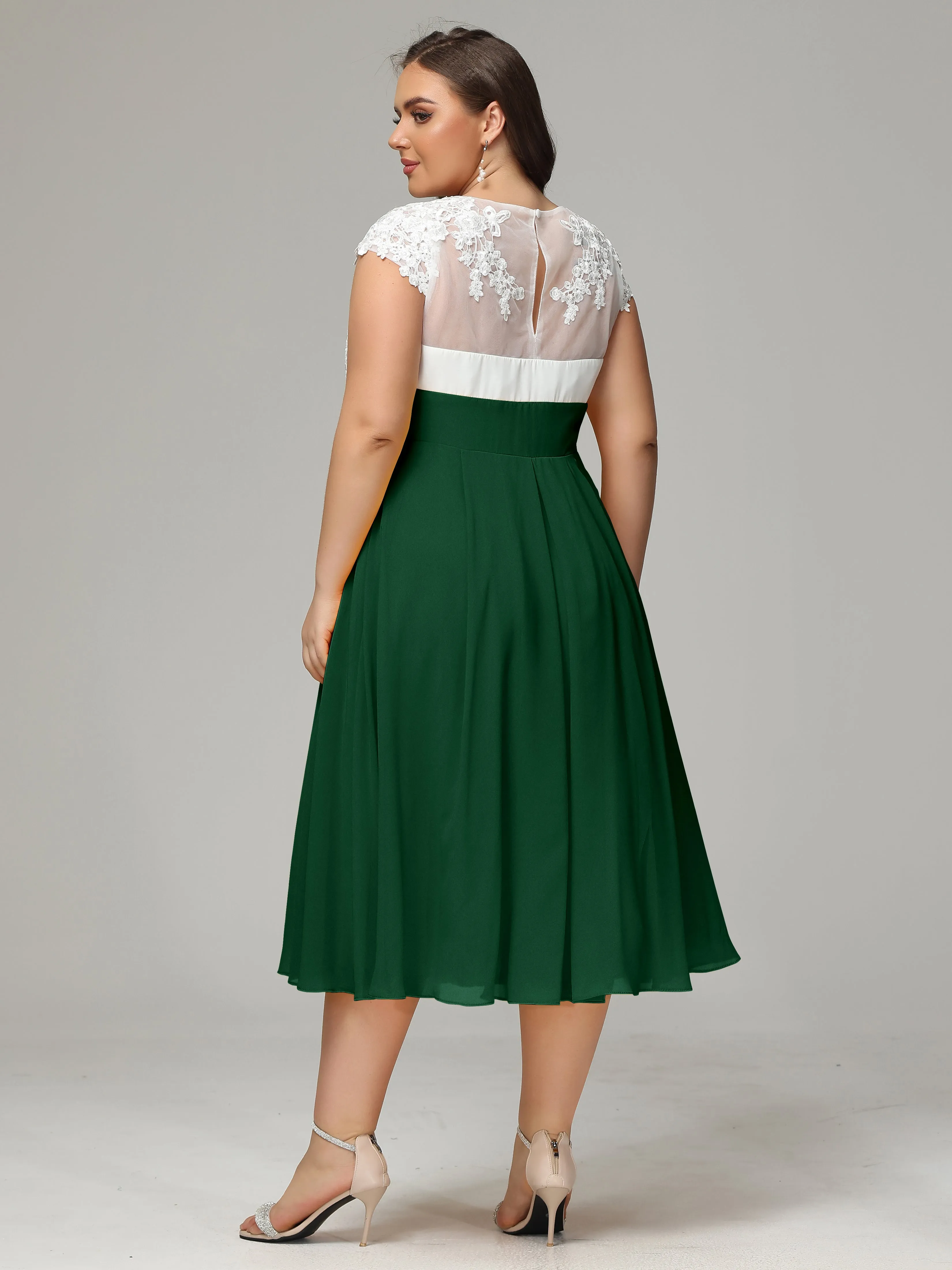 Tea-length Cap Sleeves Chiffon Mother Of The Bride Dresses