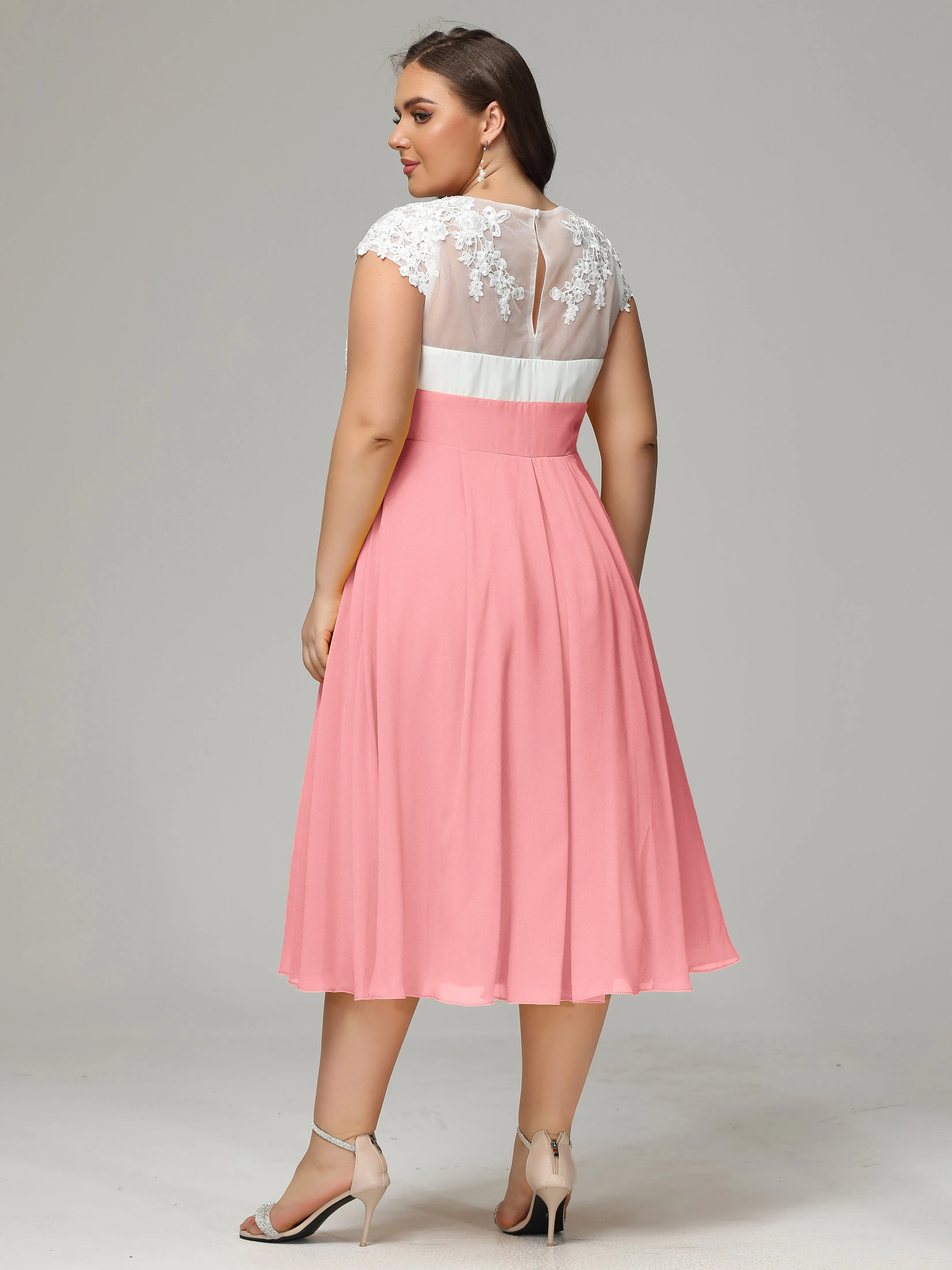 Tea-length Cap Sleeves Chiffon Mother Of The Bride Dresses