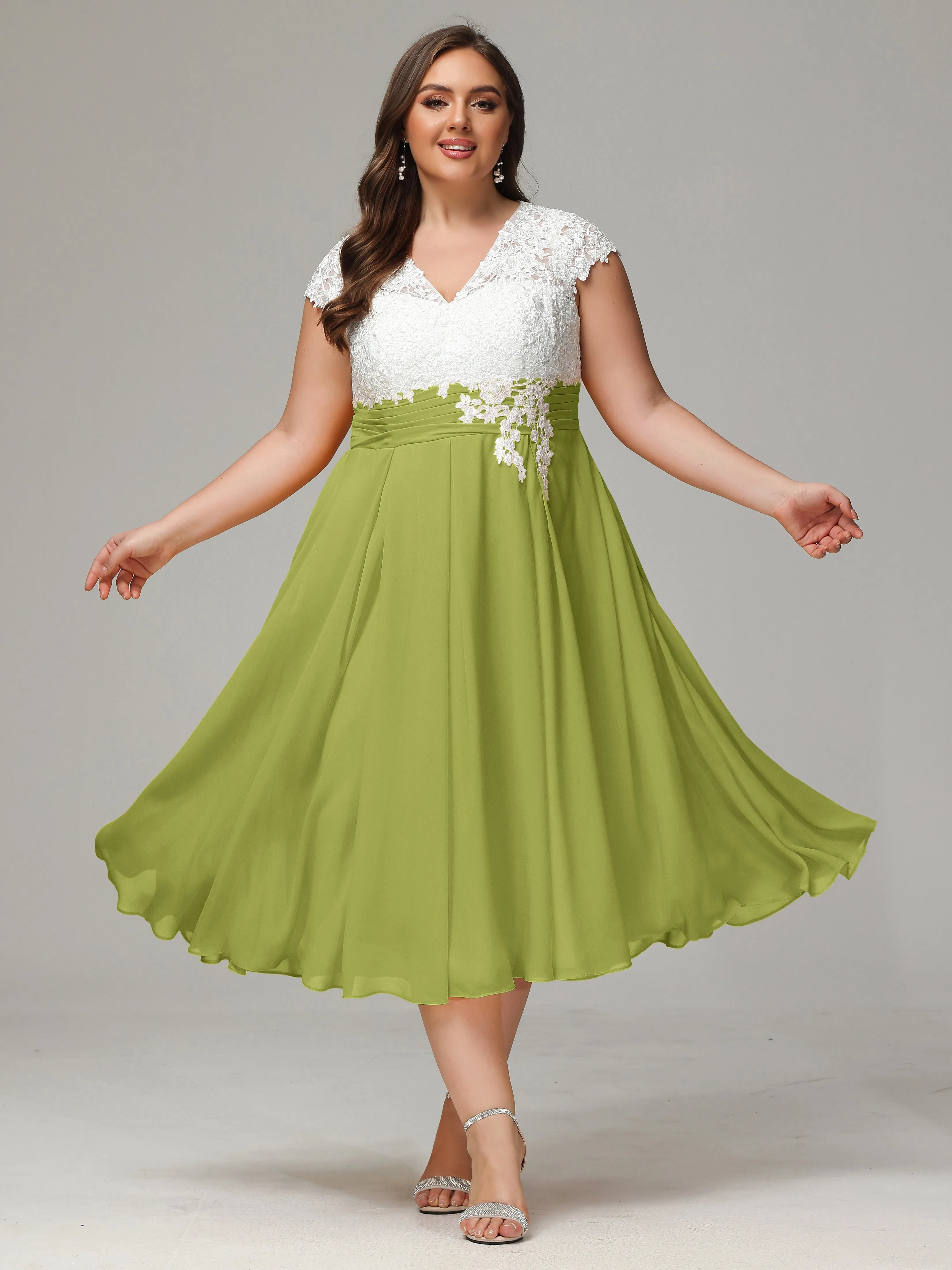 Tea-length Cap Sleeves Chiffon Mother Of The Bride Dresses