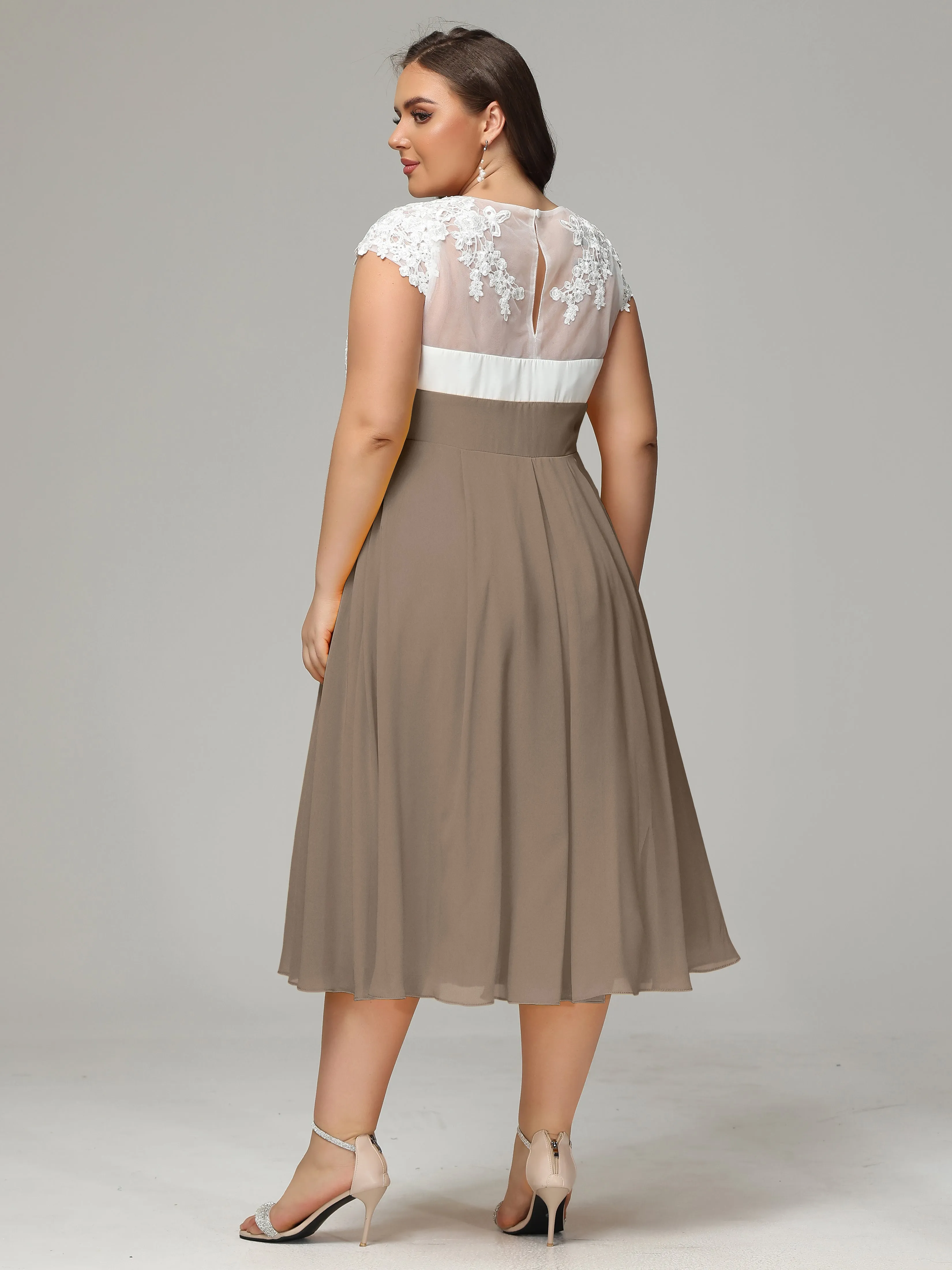 Tea-length Cap Sleeves Chiffon Mother Of The Bride Dresses