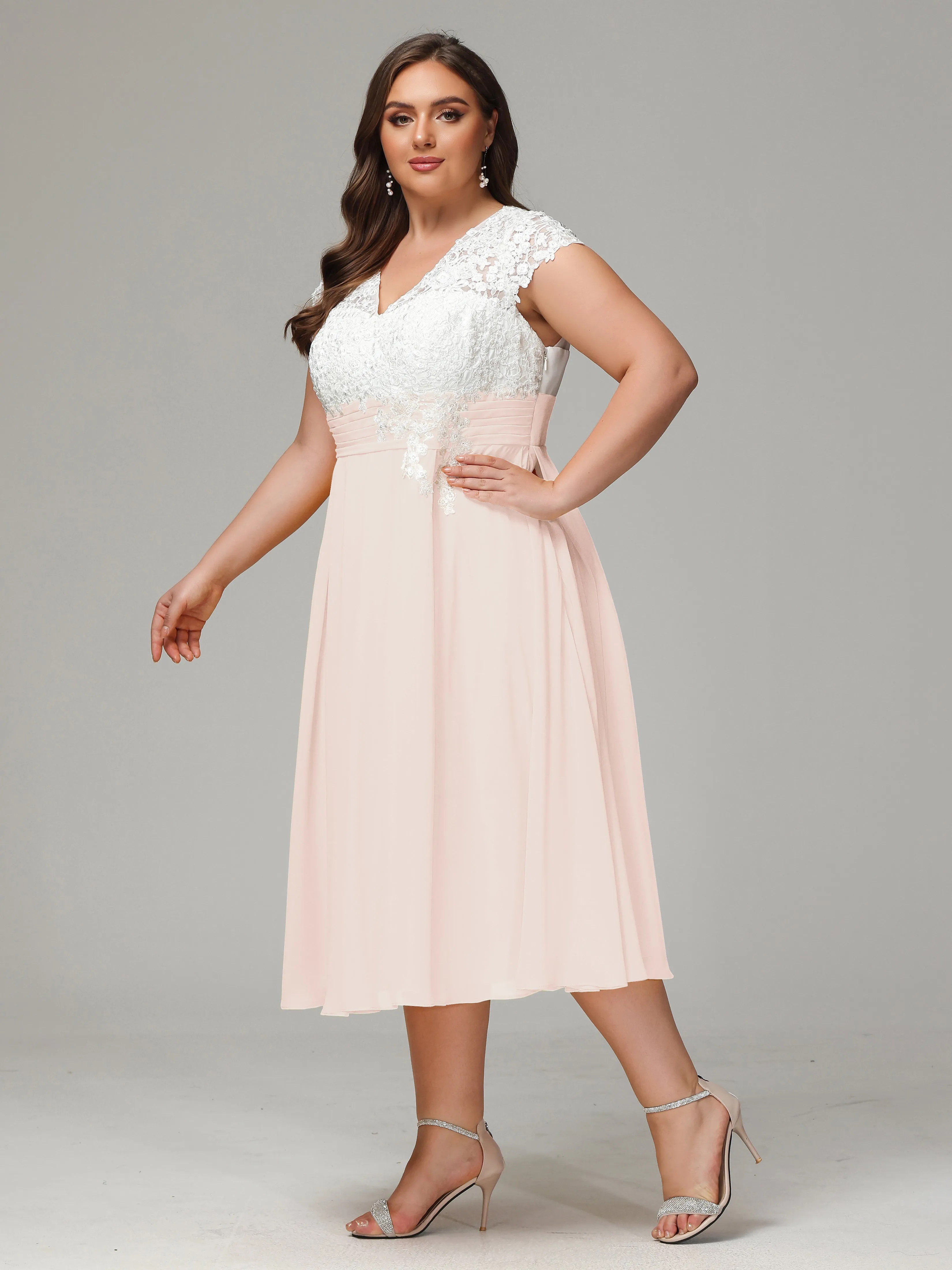 Tea-length Cap Sleeves Chiffon Mother Of The Bride Dresses