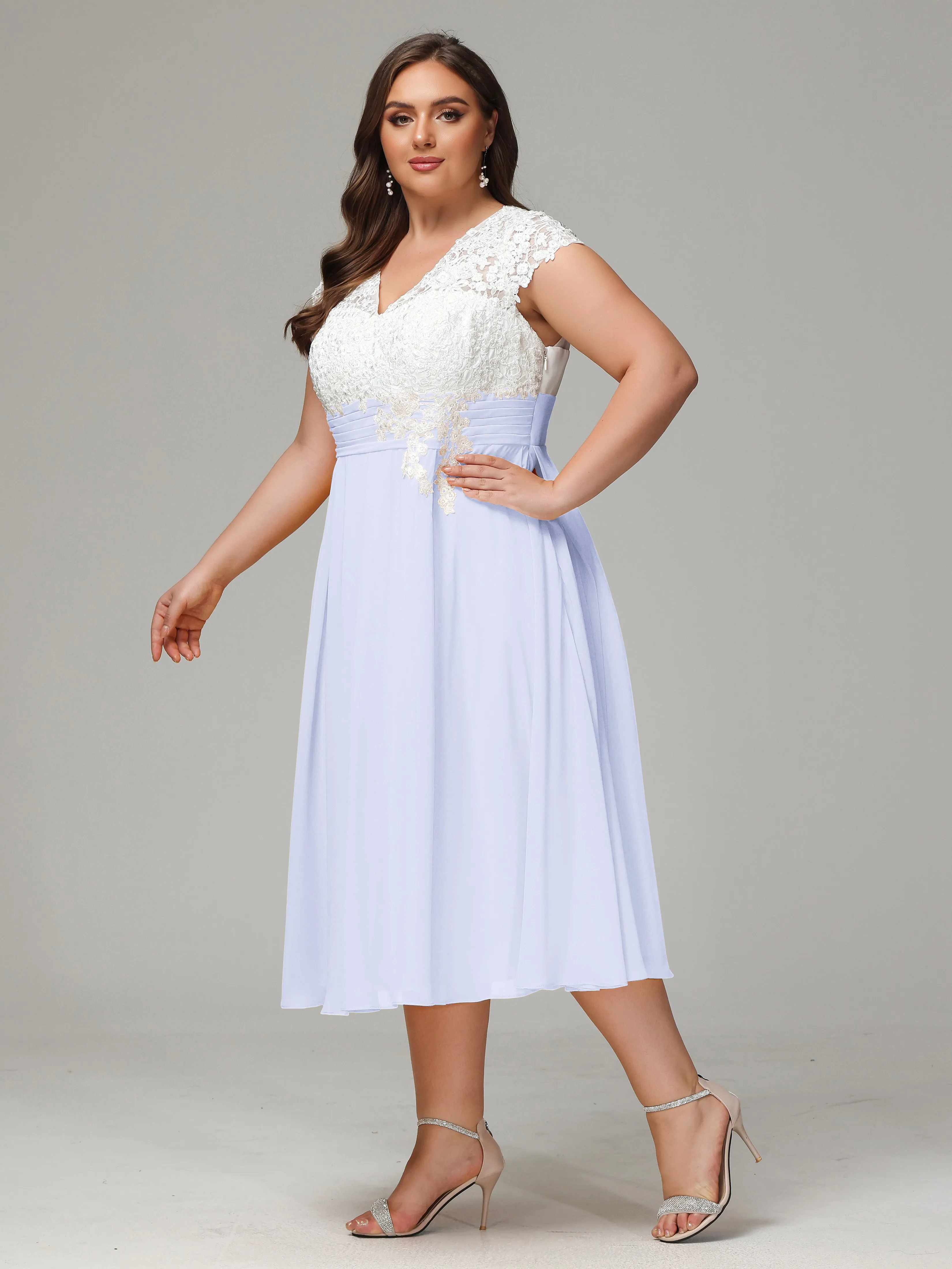 Tea-length Cap Sleeves Chiffon Mother Of The Bride Dresses