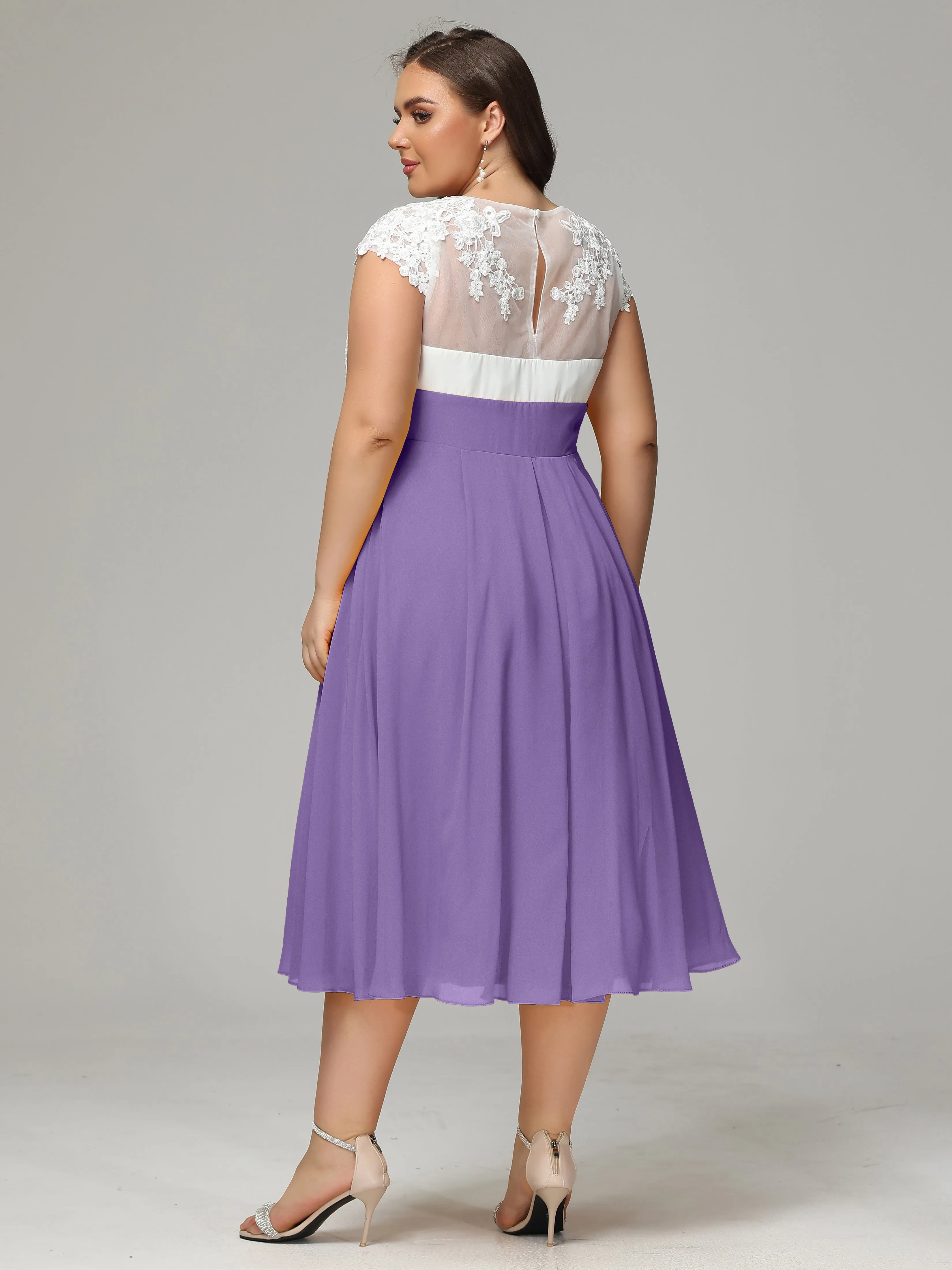 Tea-length Cap Sleeves Chiffon Mother Of The Bride Dresses