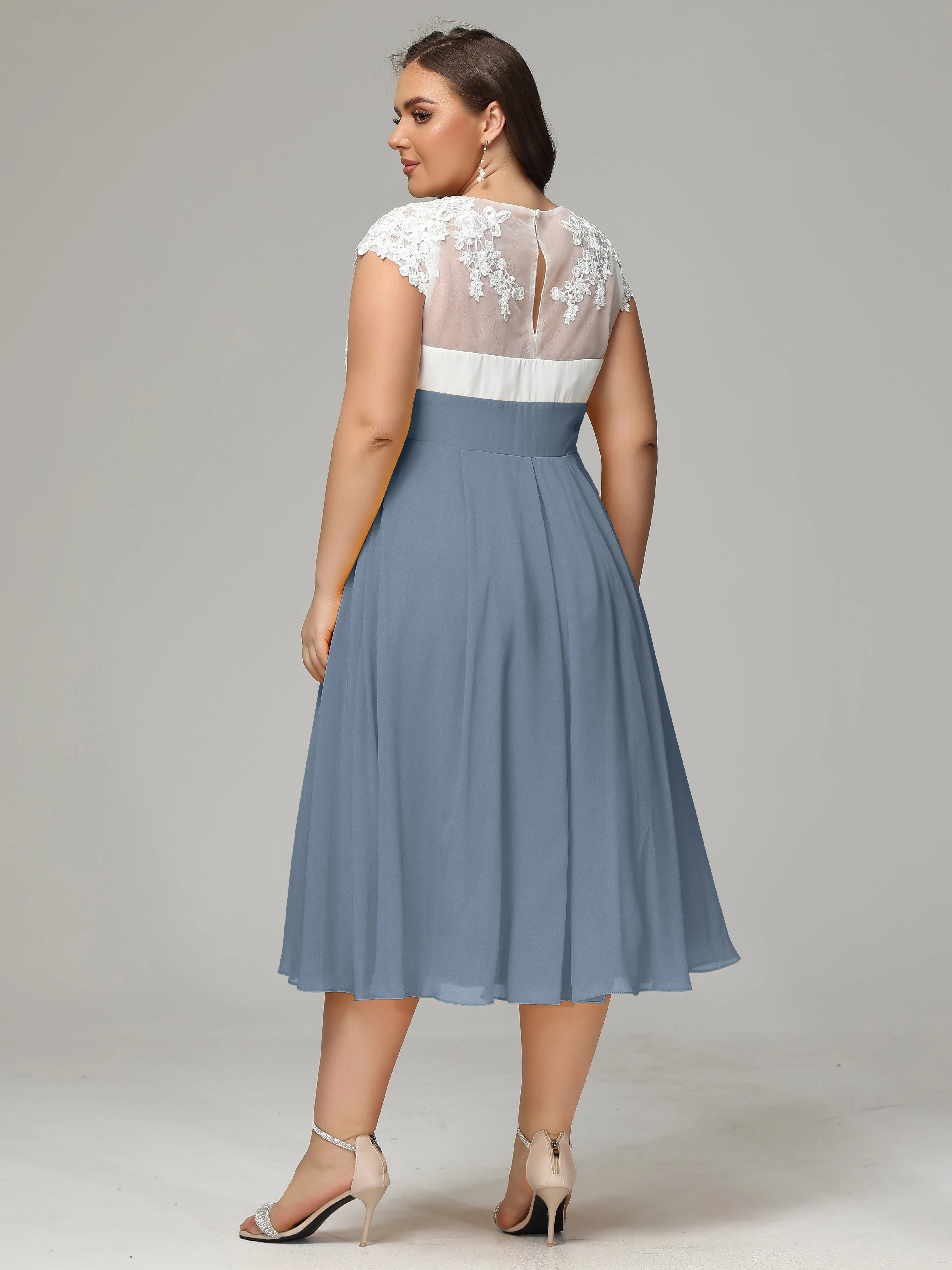 Tea-length Cap Sleeves Chiffon Mother Of The Bride Dresses