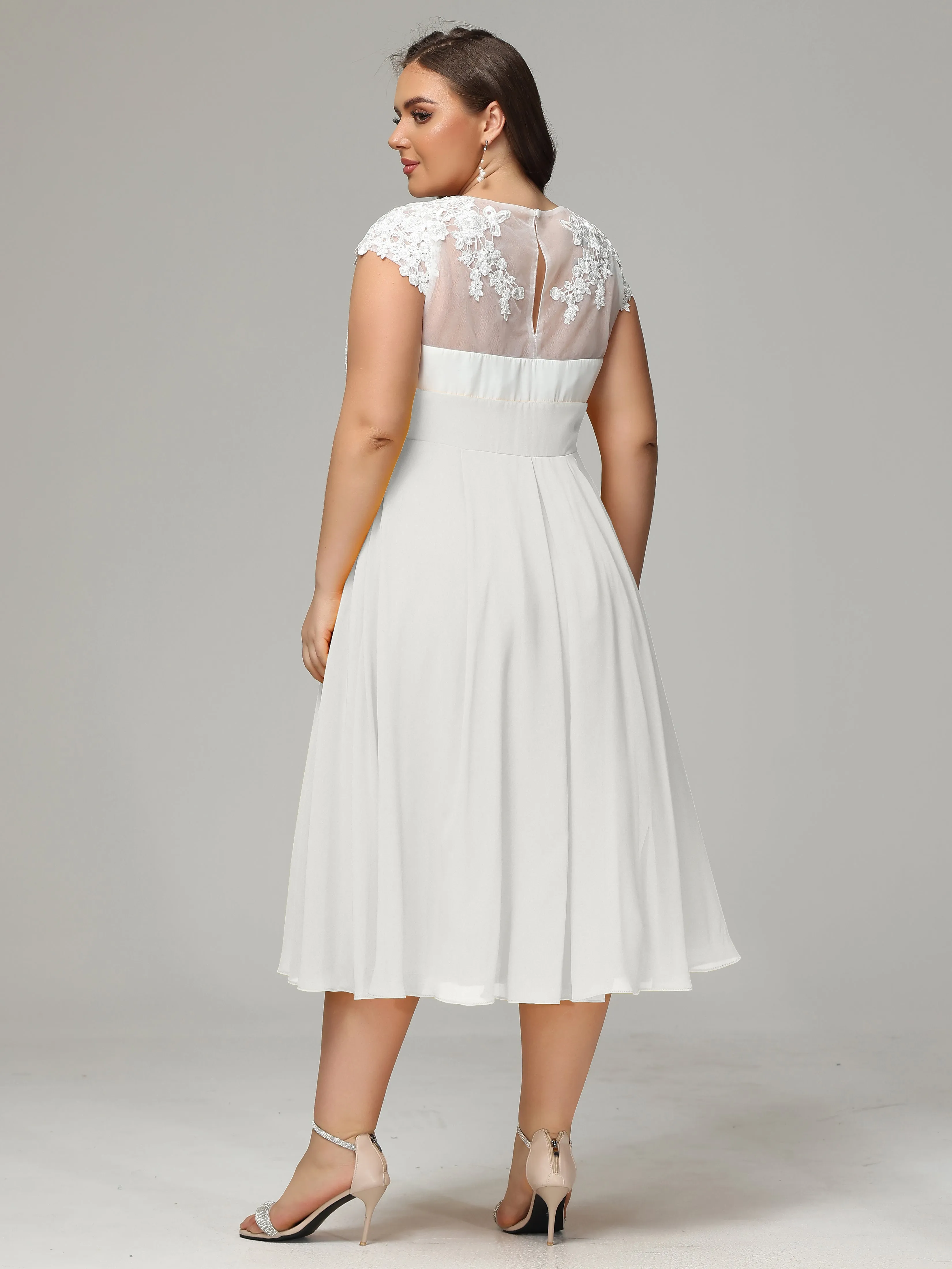 Tea-length Cap Sleeves Chiffon Mother Of The Bride Dresses