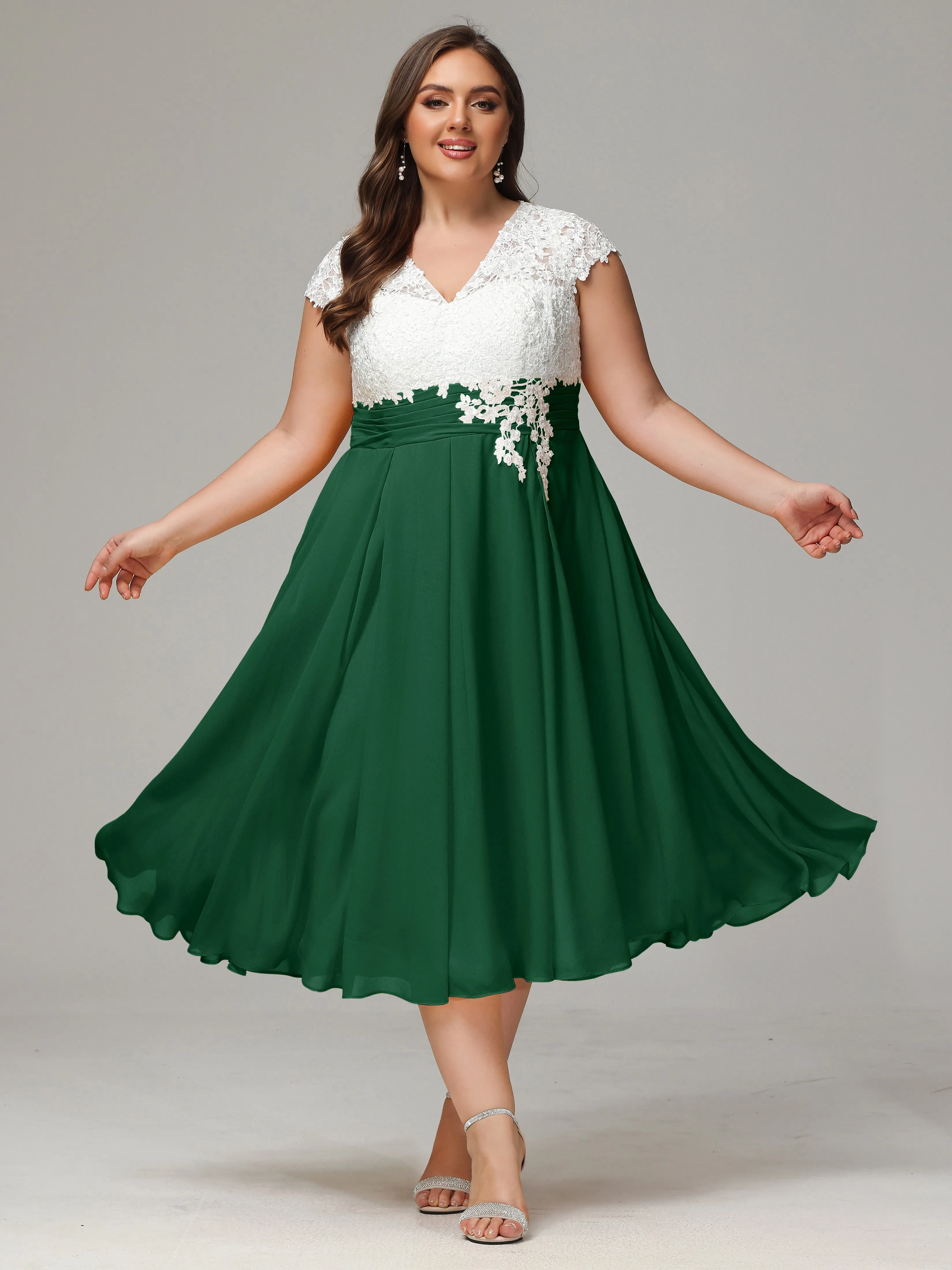 Tea-length Cap Sleeves Chiffon Mother Of The Bride Dresses