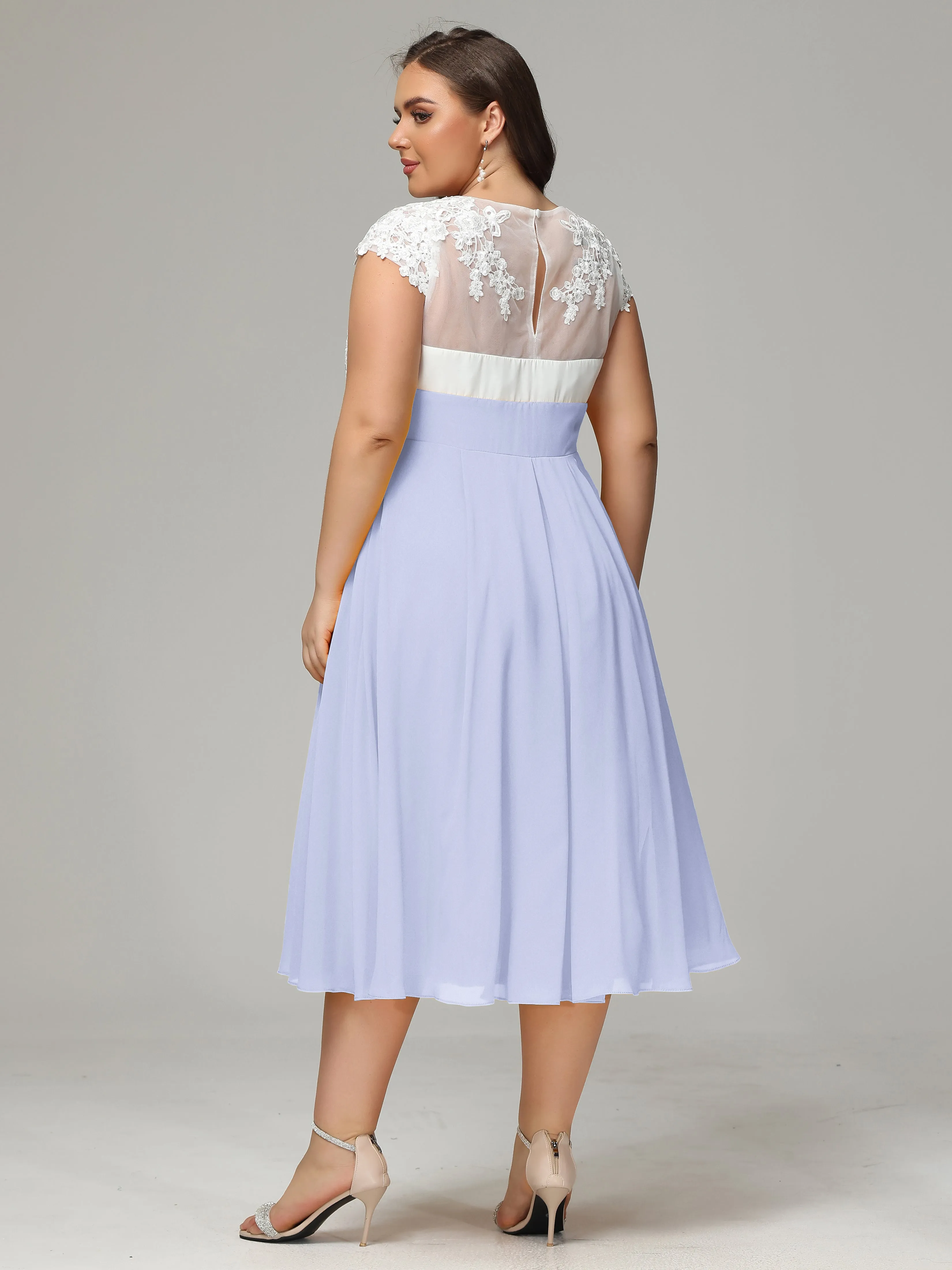 Tea-length Cap Sleeves Chiffon Mother Of The Bride Dresses