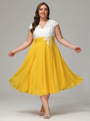 Tea-length Cap Sleeves Chiffon Mother Of The Bride Dresses