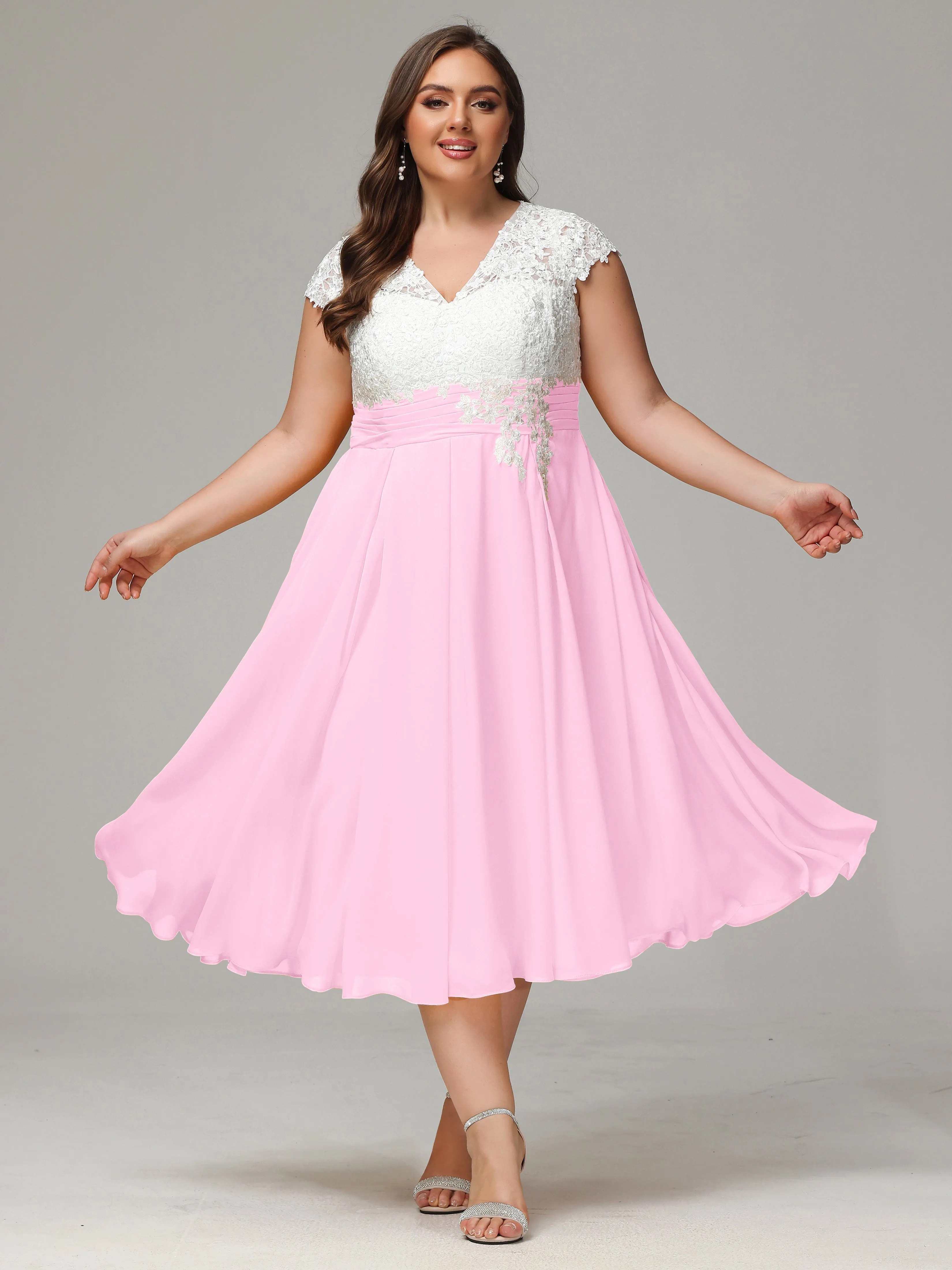 Tea-length Cap Sleeves Chiffon Mother Of The Bride Dresses