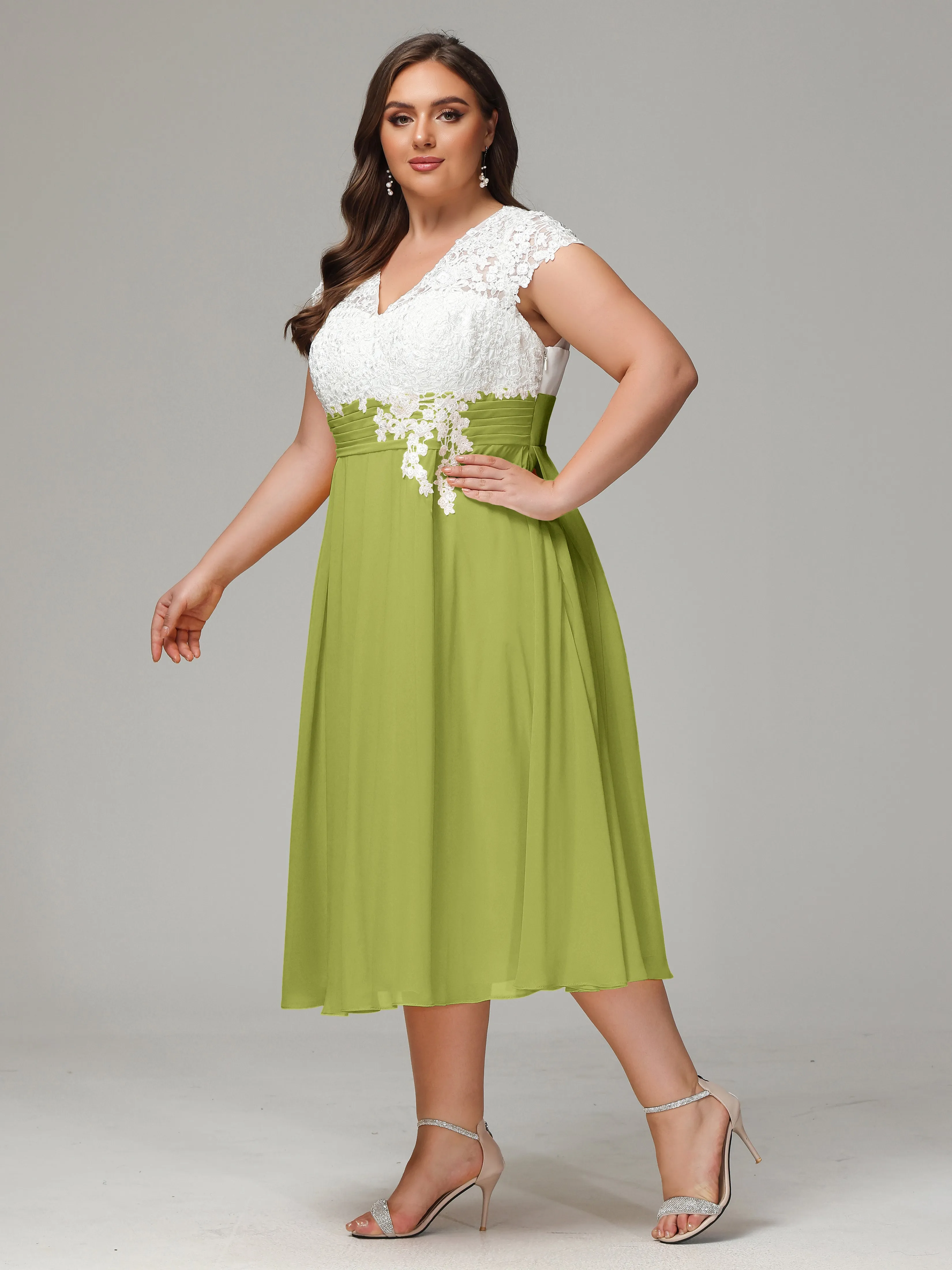 Tea-length Cap Sleeves Chiffon Mother Of The Bride Dresses