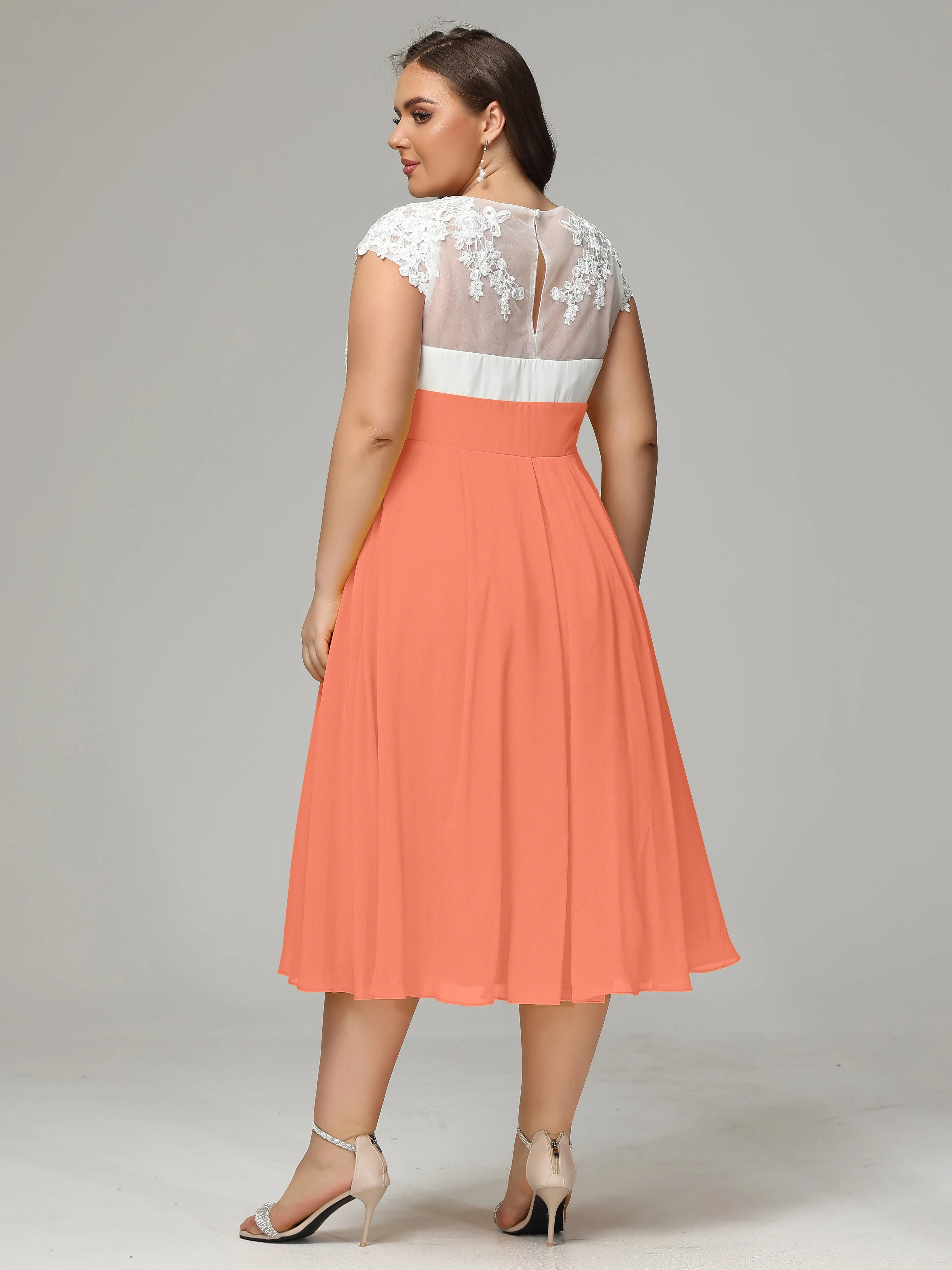 Tea-length Cap Sleeves Chiffon Mother Of The Bride Dresses