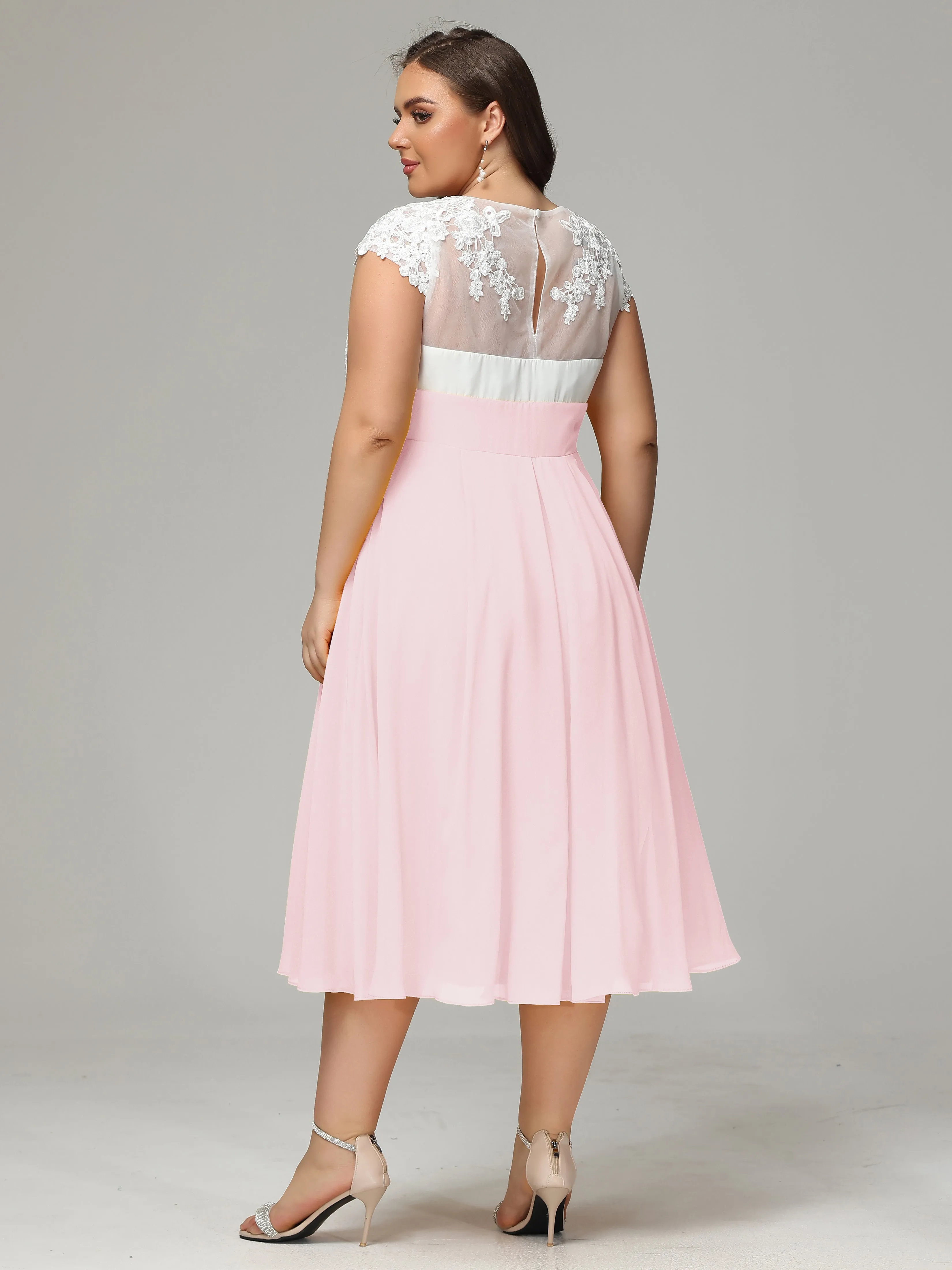 Tea-length Cap Sleeves Chiffon Mother Of The Bride Dresses