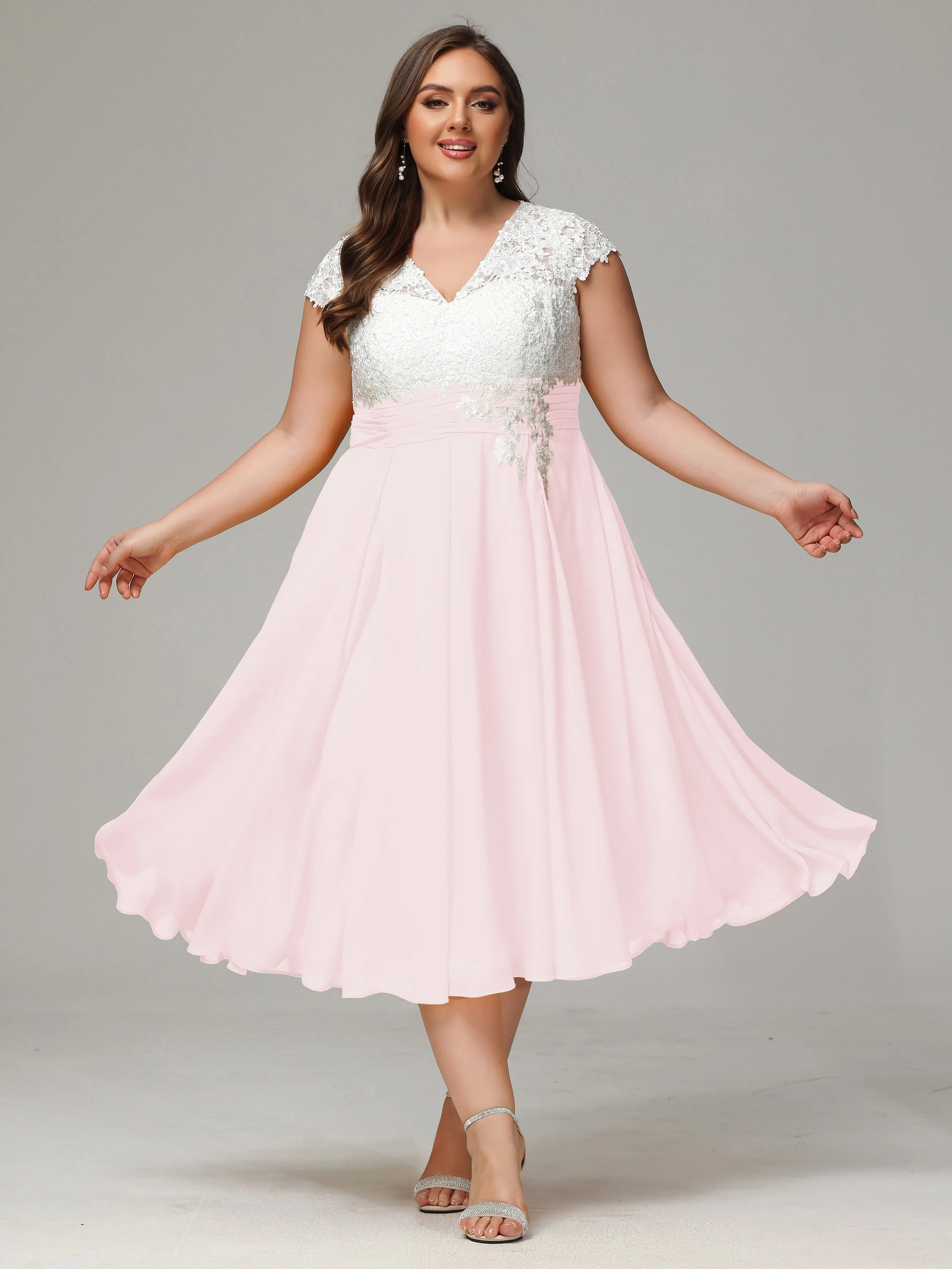 Tea-length Cap Sleeves Chiffon Mother Of The Bride Dresses