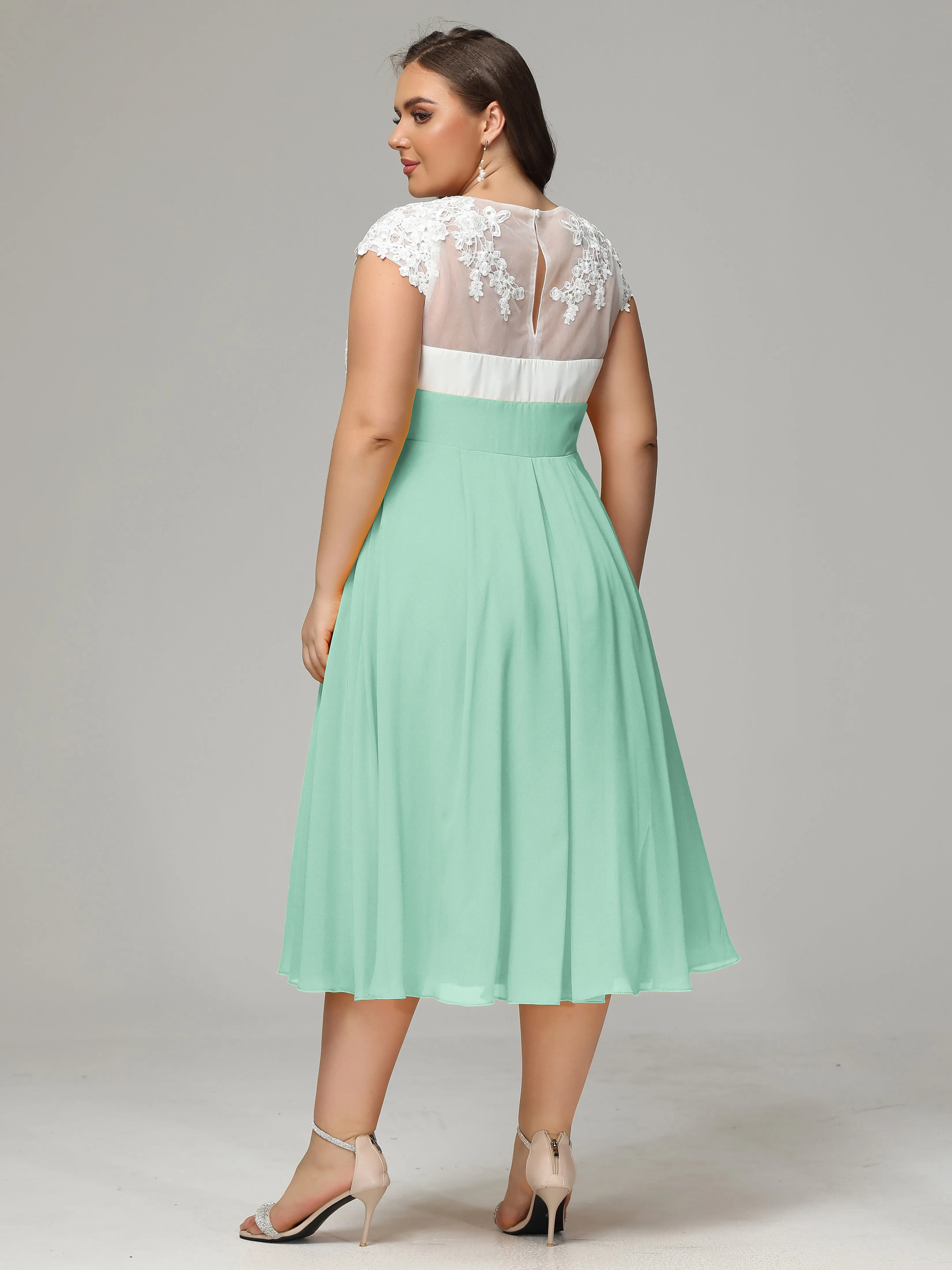 Tea-length Cap Sleeves Chiffon Mother Of The Bride Dresses