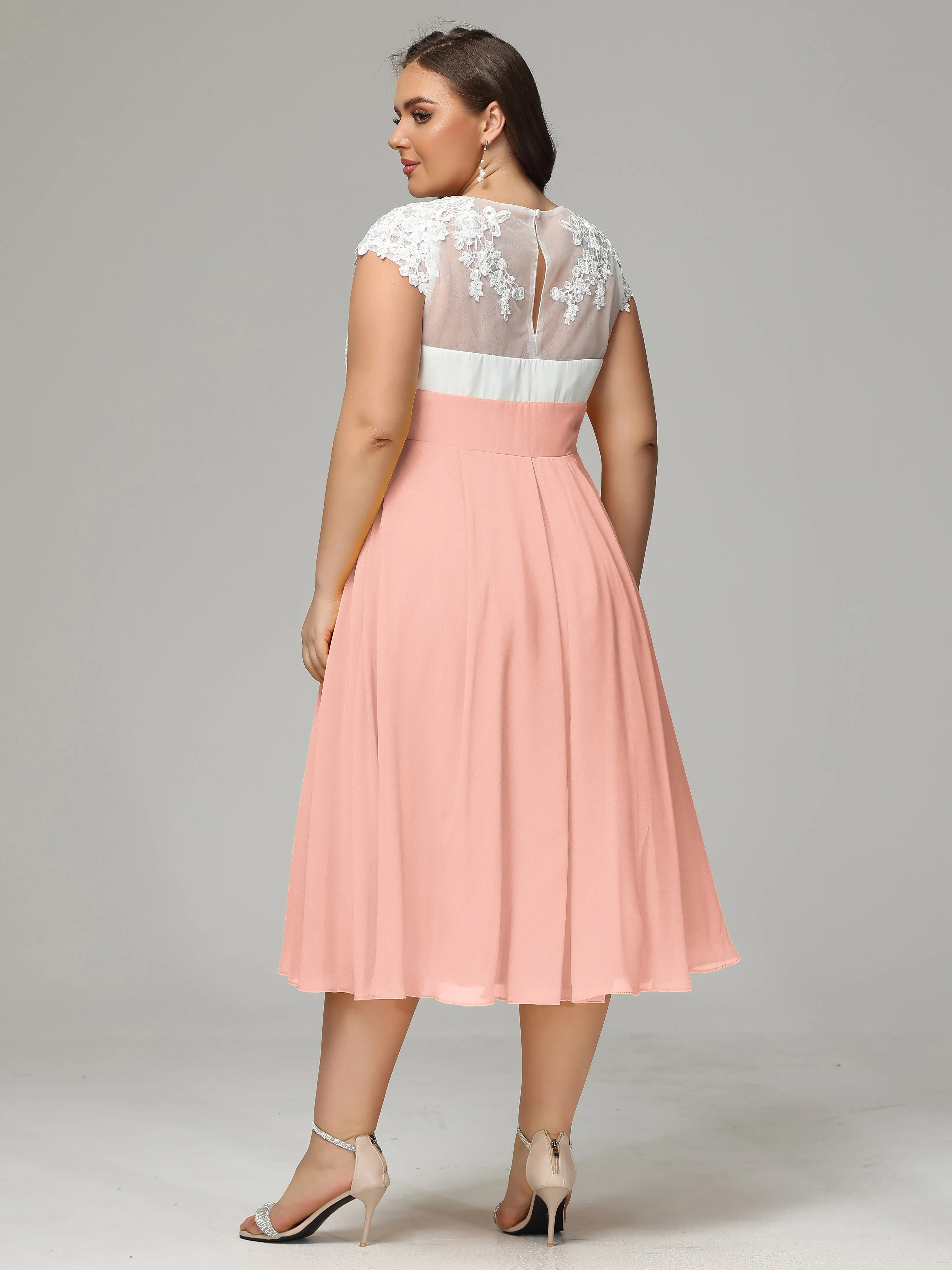 Tea-length Cap Sleeves Chiffon Mother Of The Bride Dresses