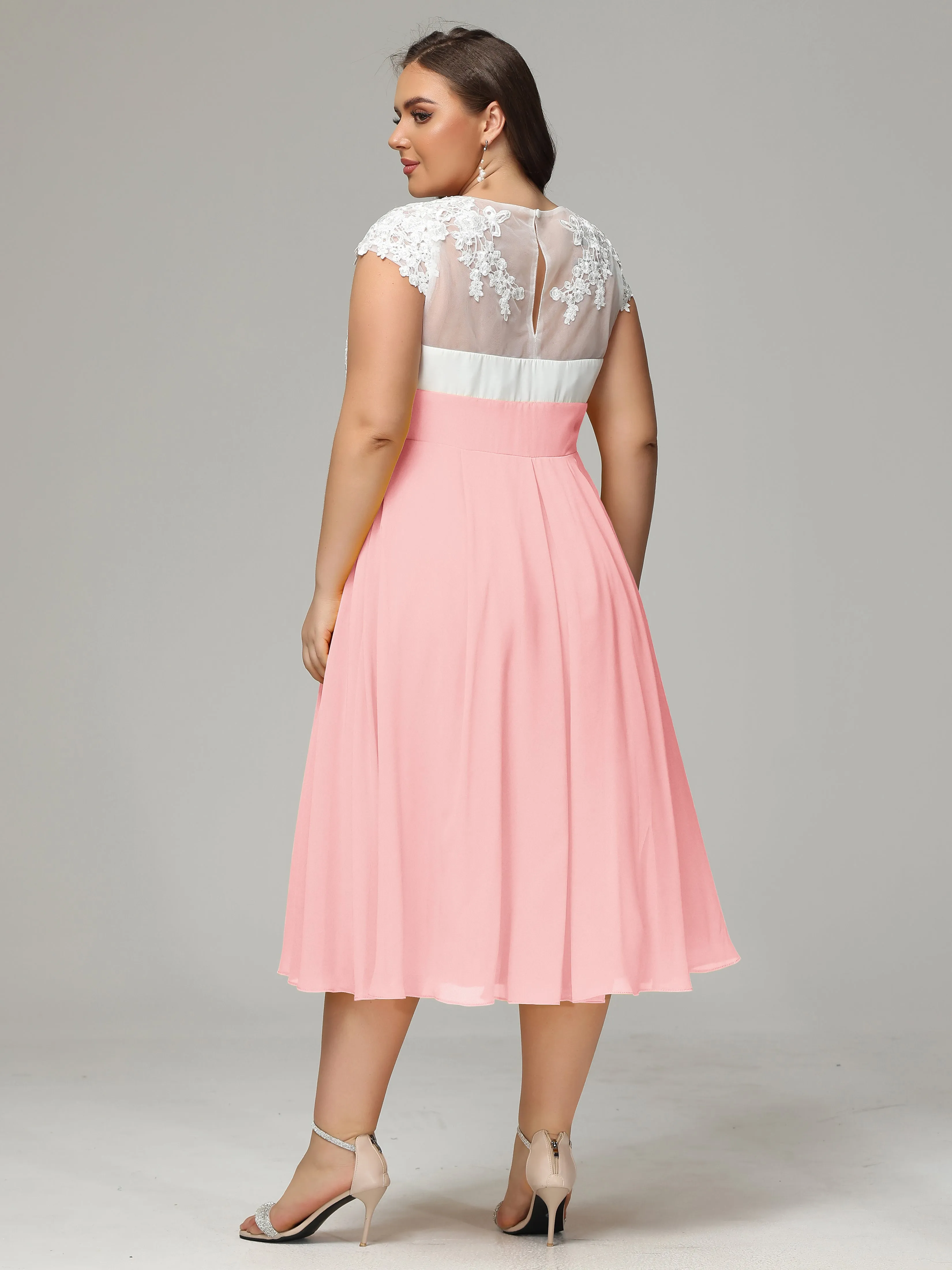 Tea-length Cap Sleeves Chiffon Mother Of The Bride Dresses
