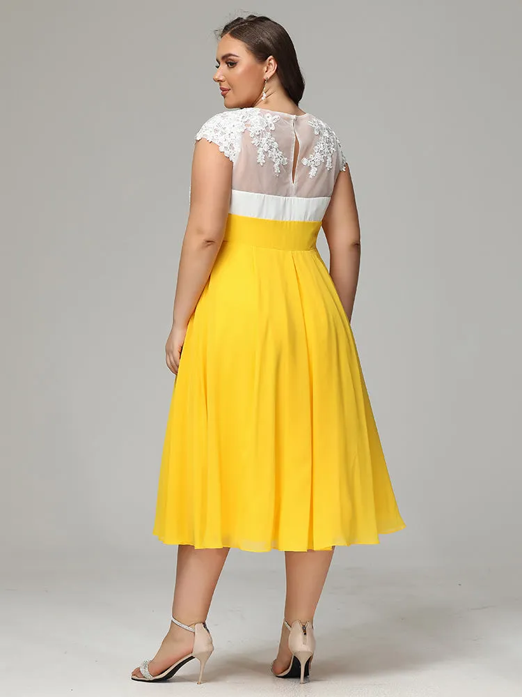 Tea-length Cap Sleeves Chiffon Mother Of The Bride Dresses