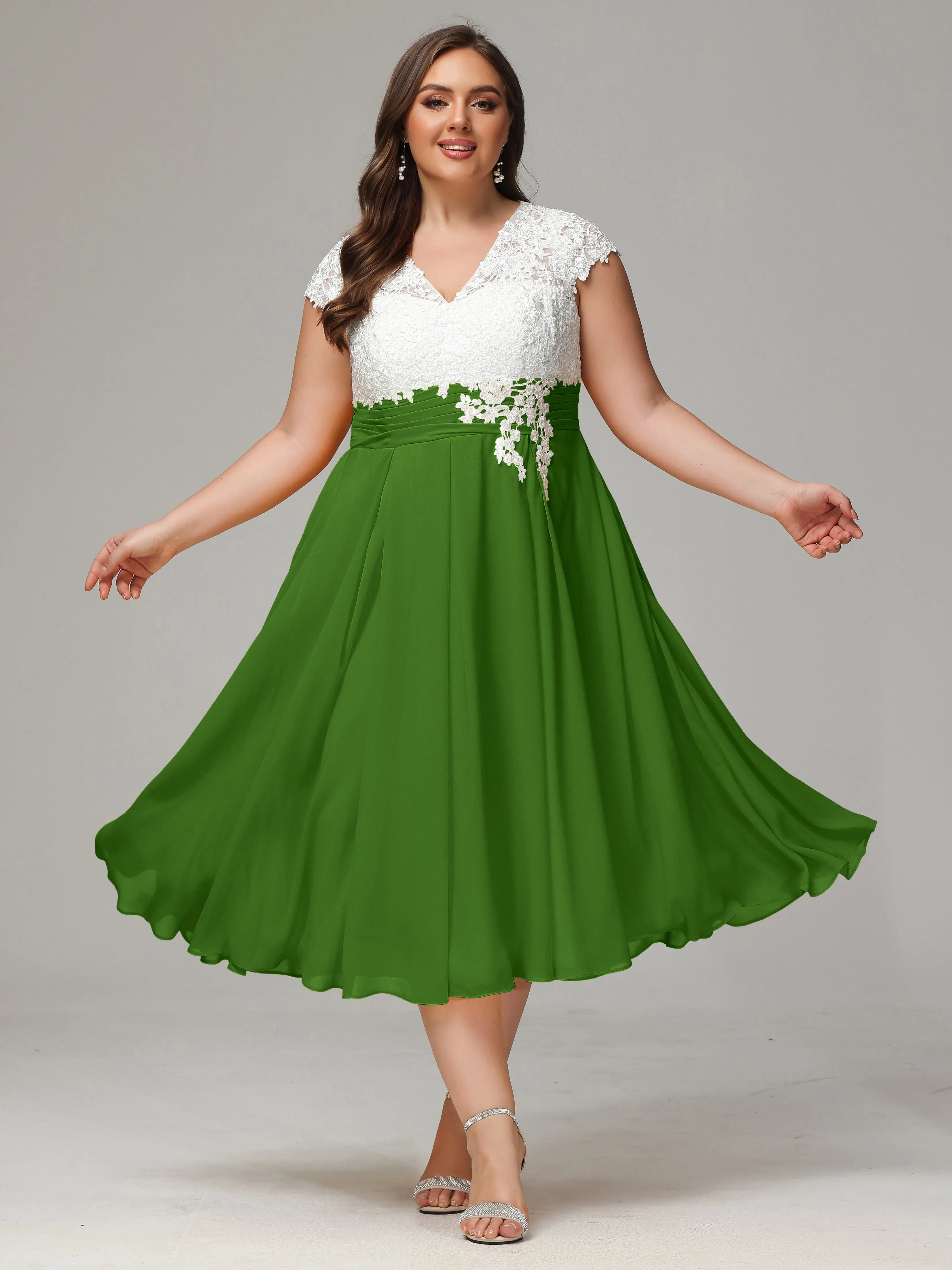 Tea-length Cap Sleeves Chiffon Mother Of The Bride Dresses
