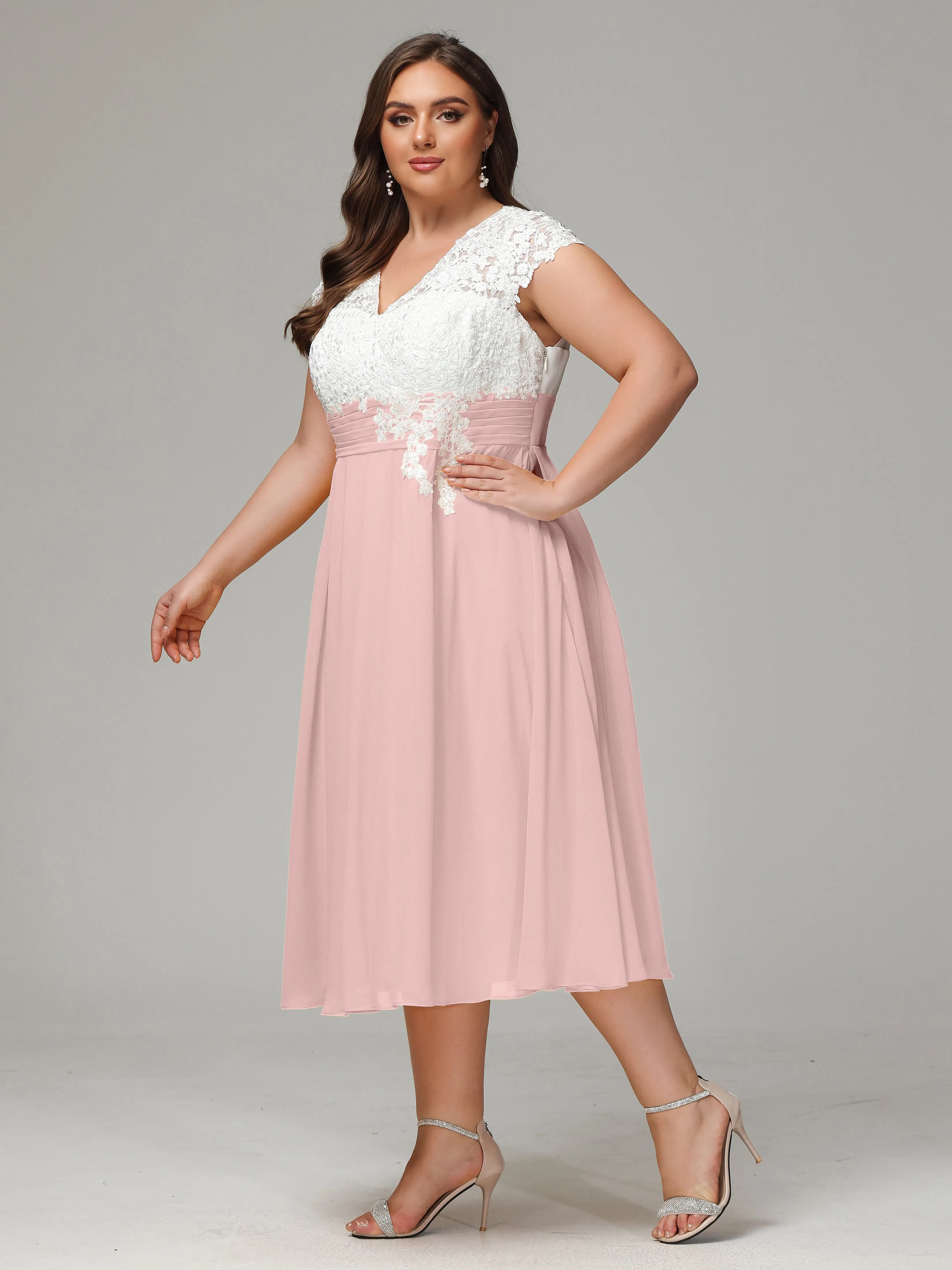 Tea-length Cap Sleeves Chiffon Mother Of The Bride Dresses