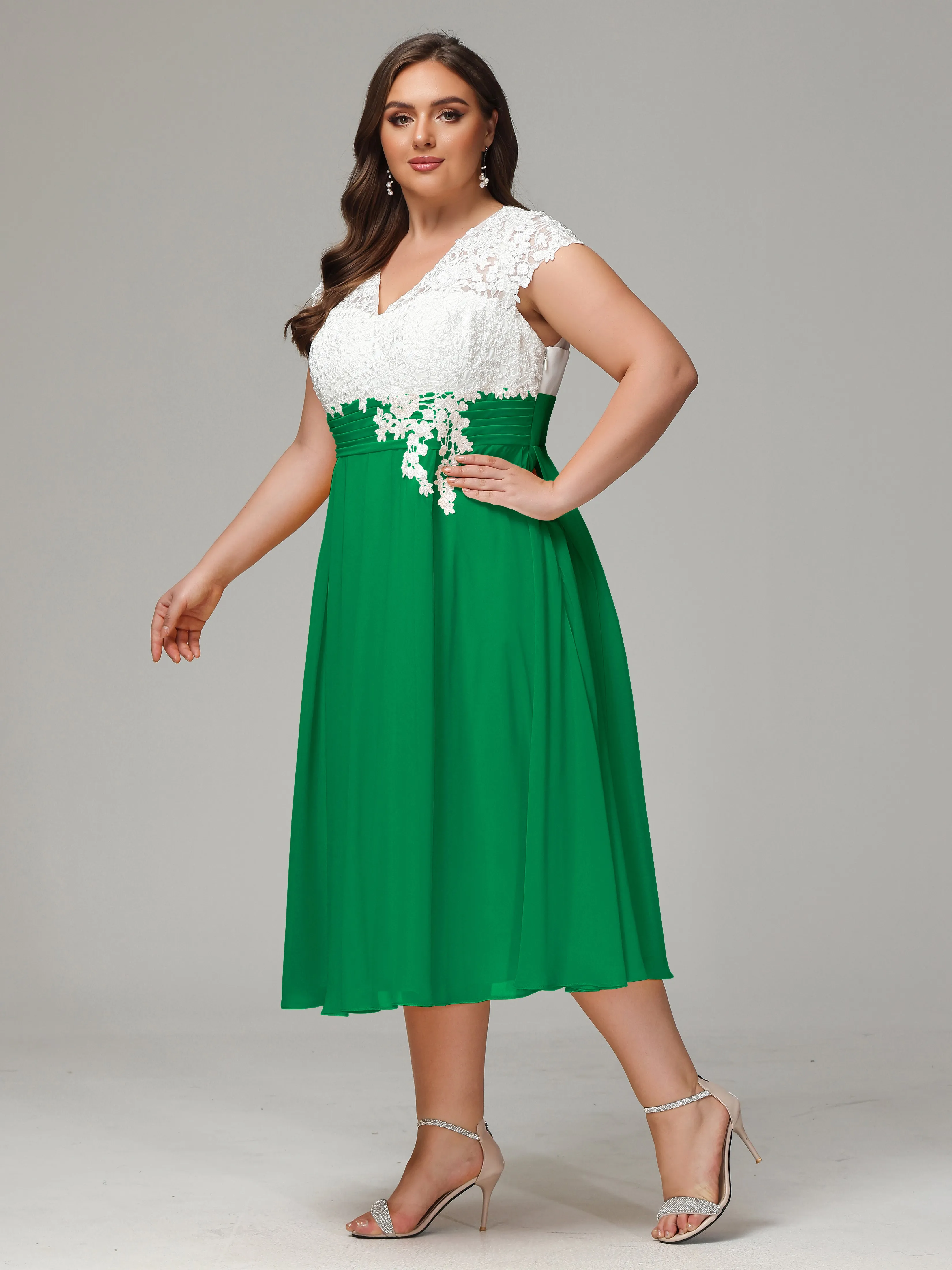 Tea-length Cap Sleeves Chiffon Mother Of The Bride Dresses