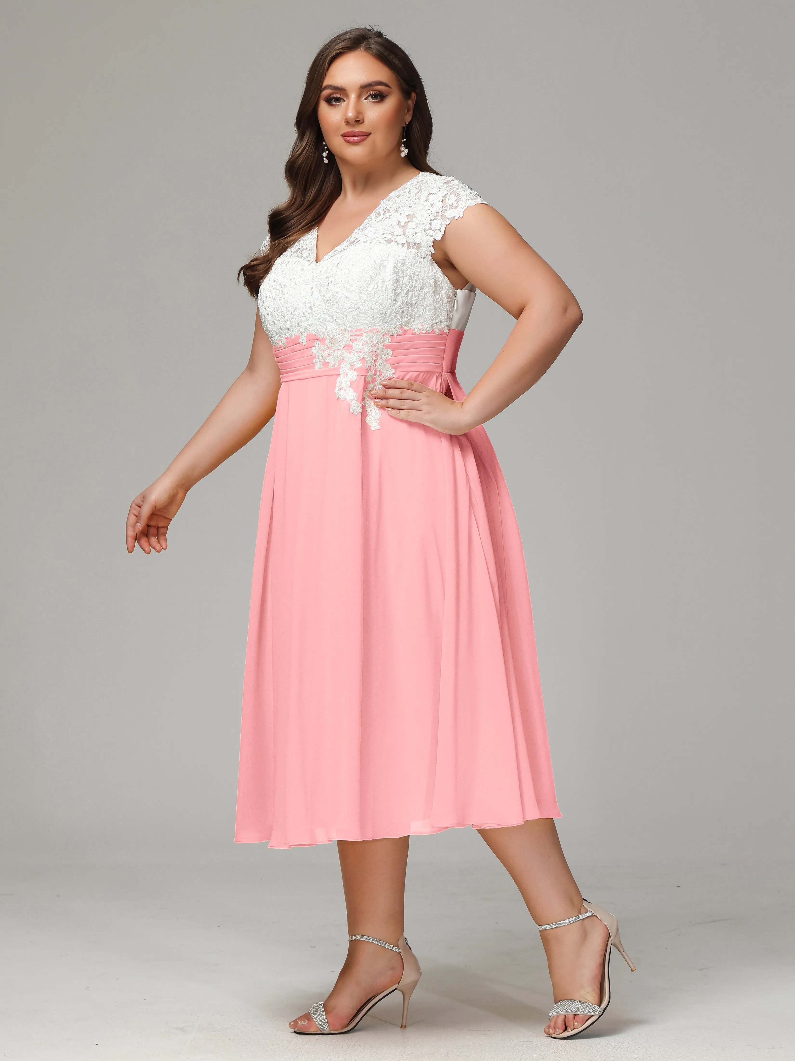 Tea-length Cap Sleeves Chiffon Mother Of The Bride Dresses