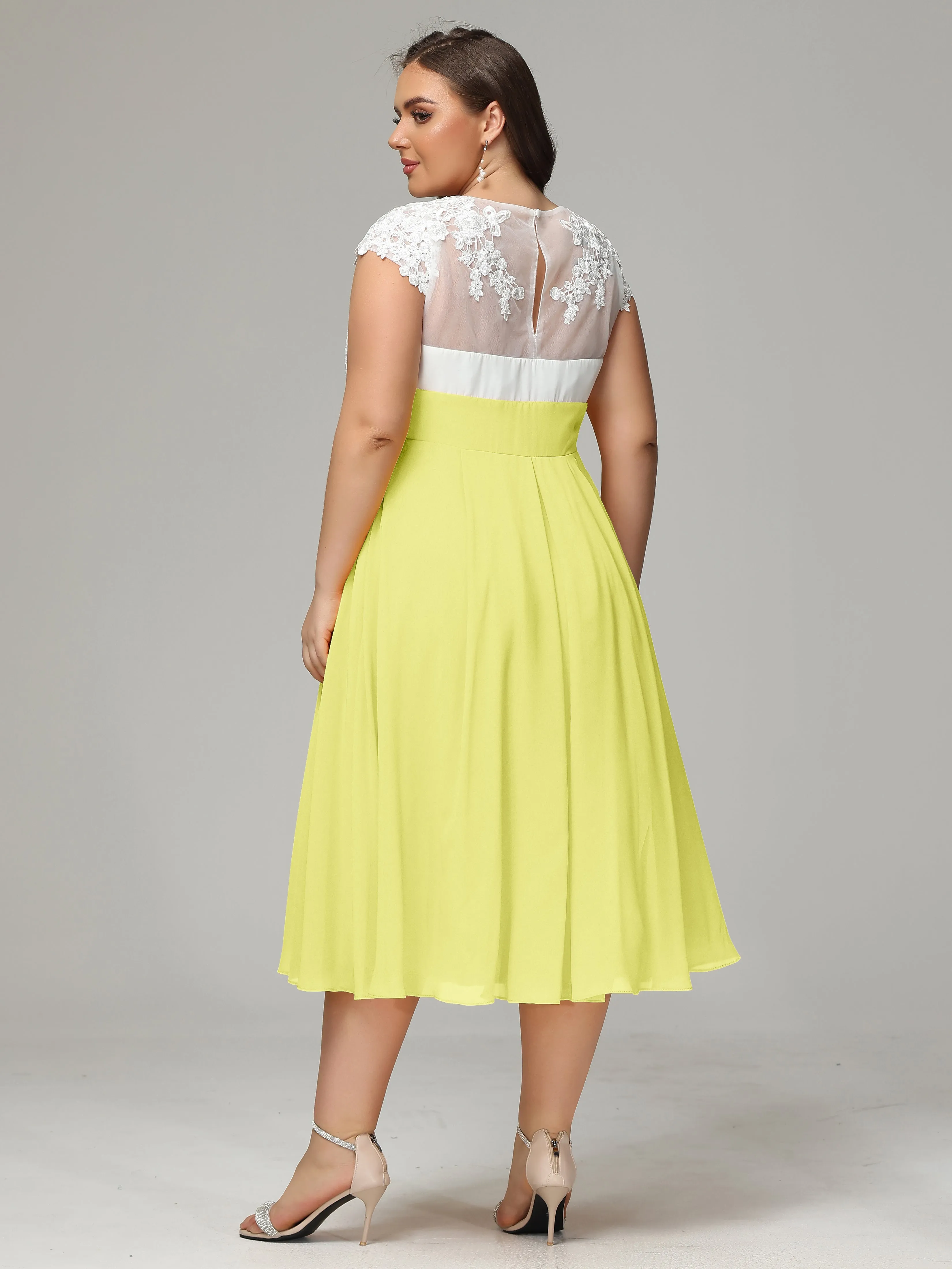 Tea-length Cap Sleeves Chiffon Mother Of The Bride Dresses