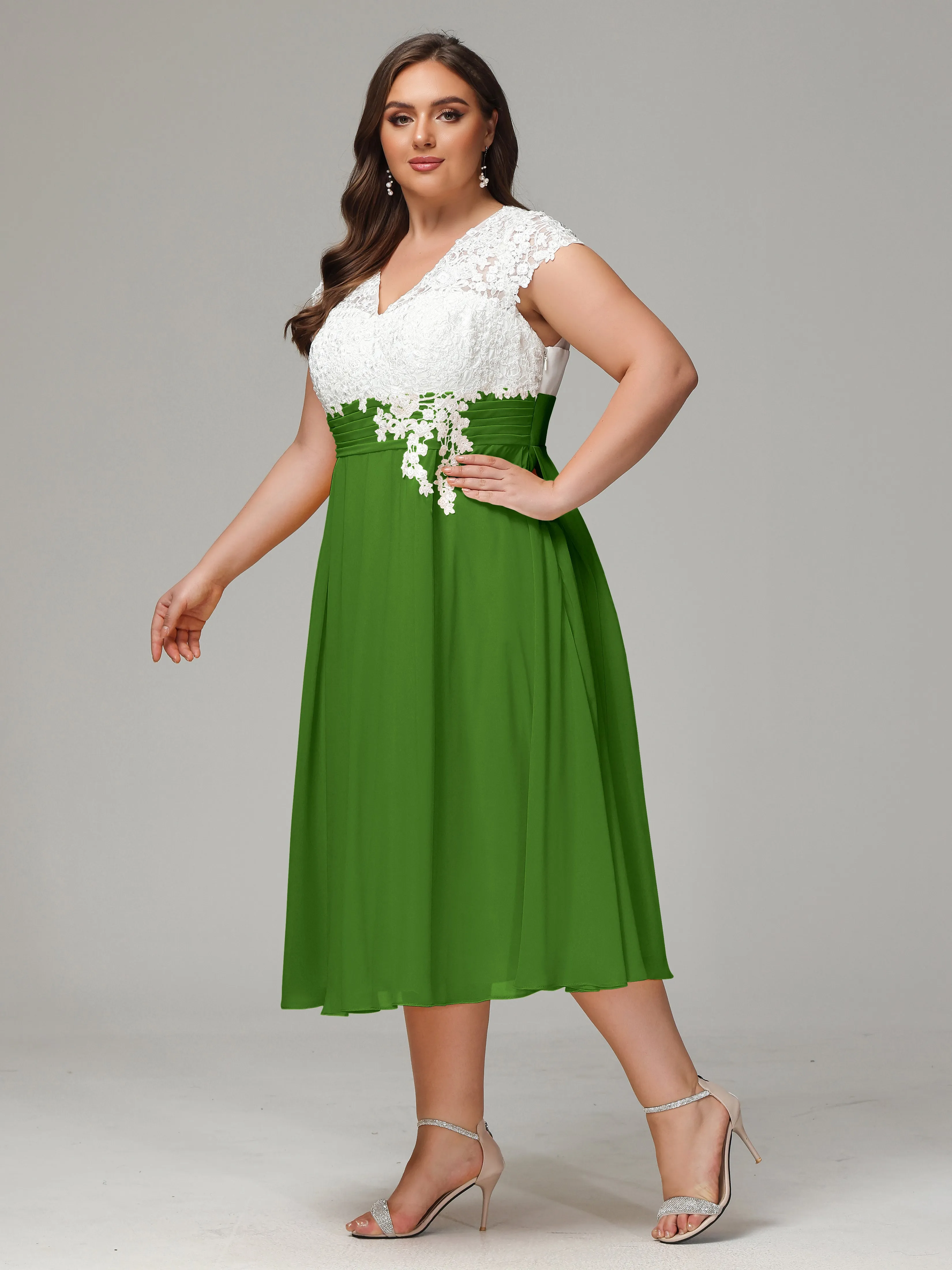 Tea-length Cap Sleeves Chiffon Mother Of The Bride Dresses