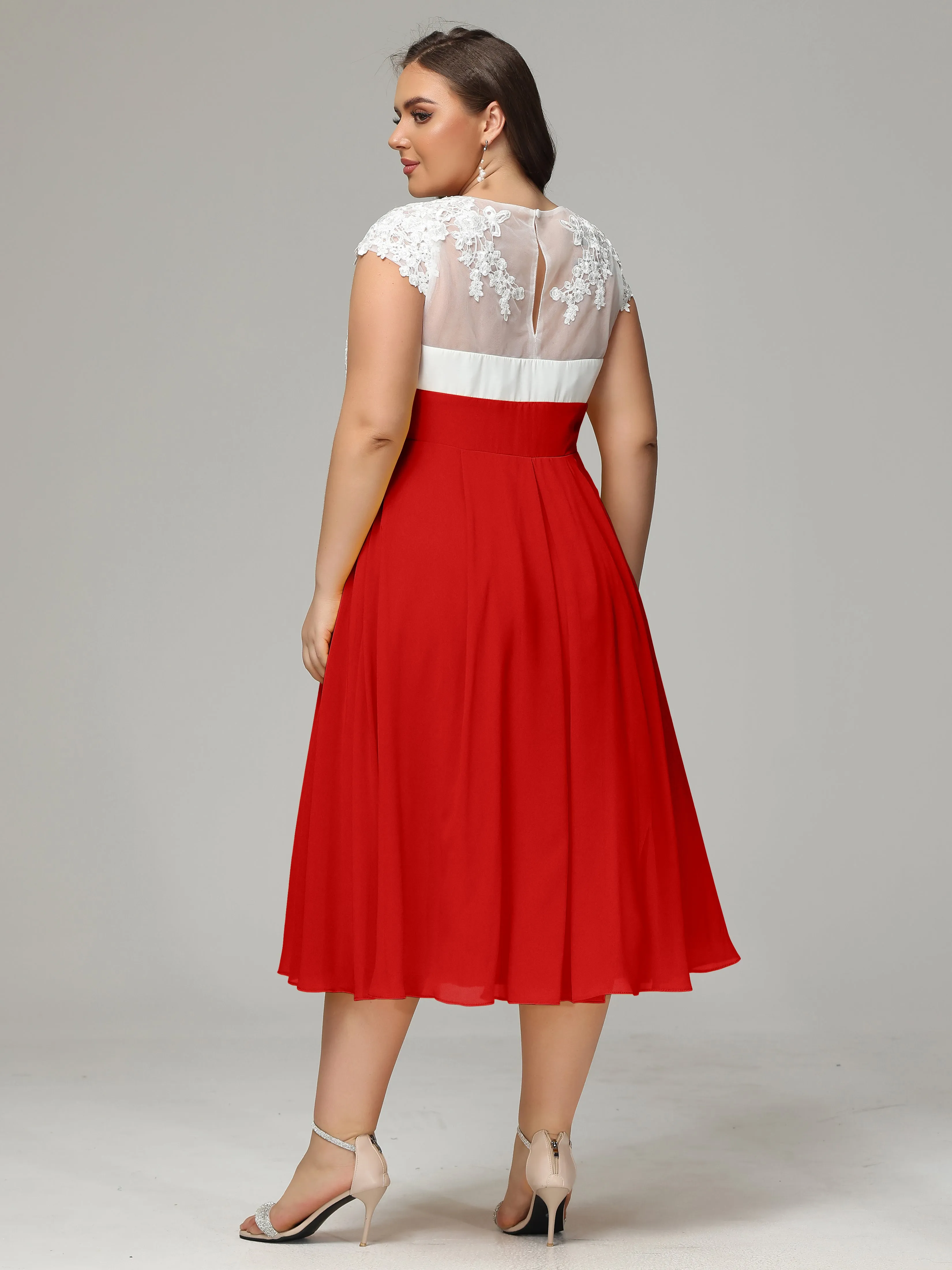Tea-length Cap Sleeves Chiffon Mother Of The Bride Dresses