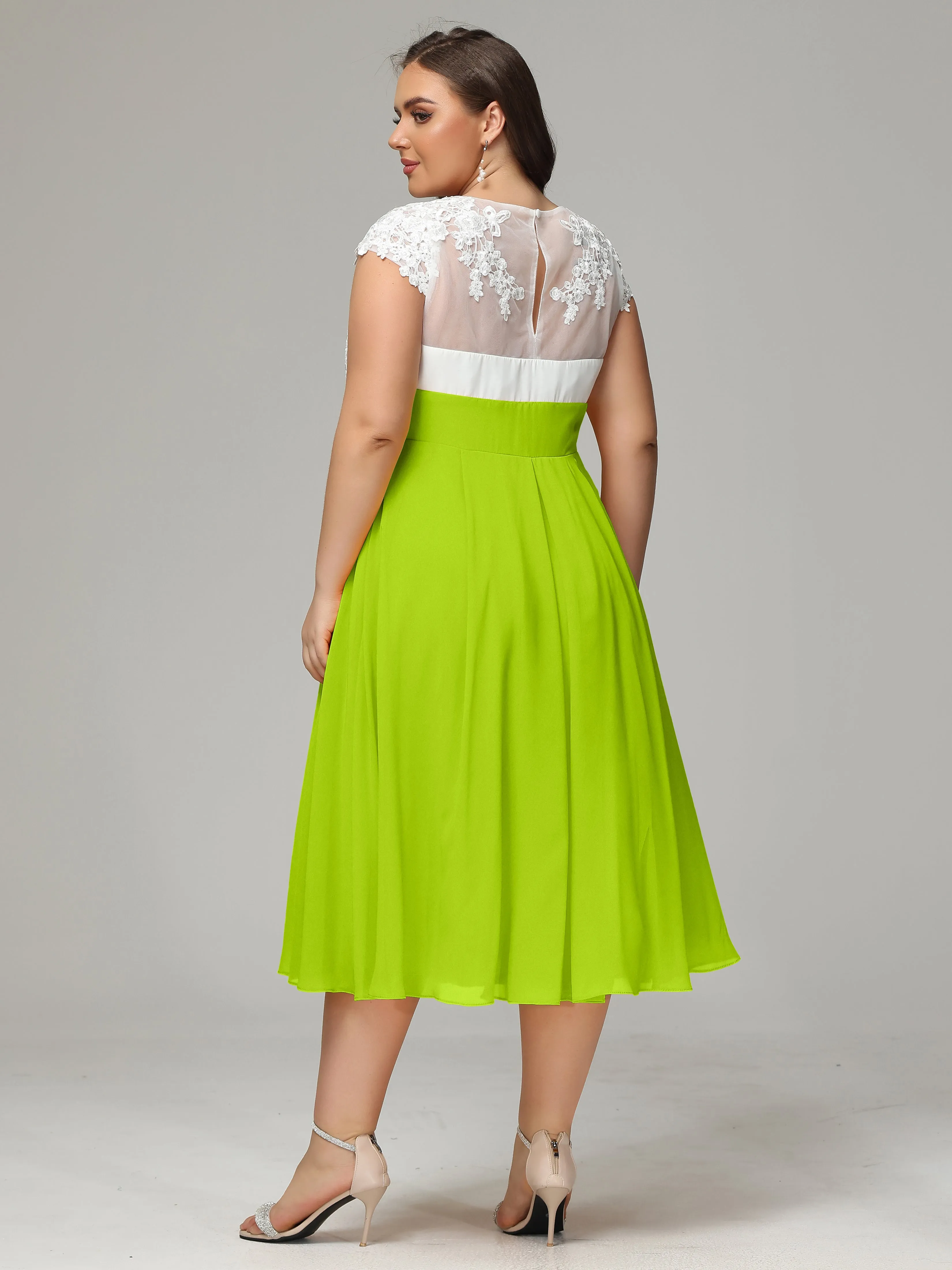 Tea-length Cap Sleeves Chiffon Mother Of The Bride Dresses
