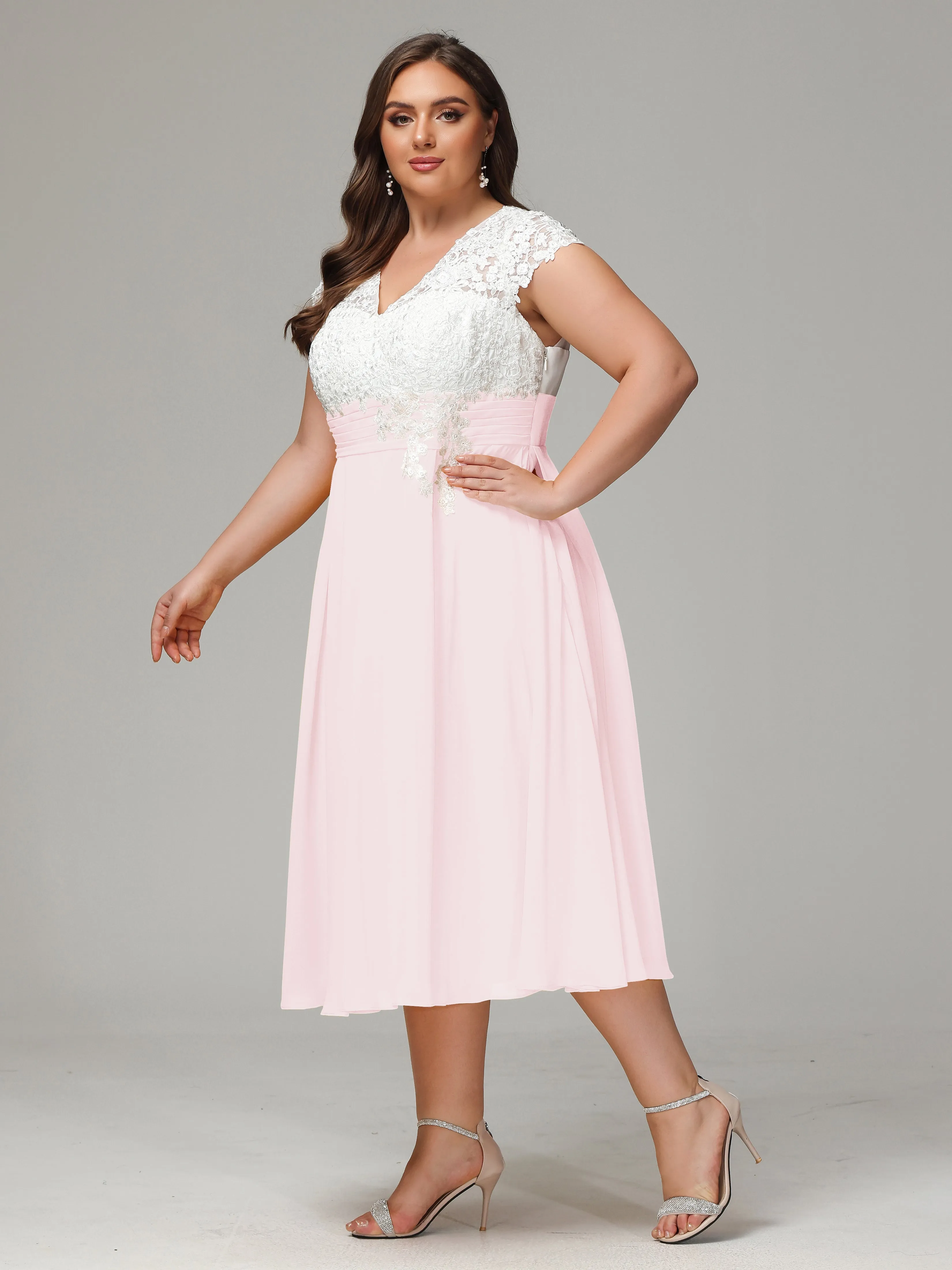 Tea-length Cap Sleeves Chiffon Mother Of The Bride Dresses