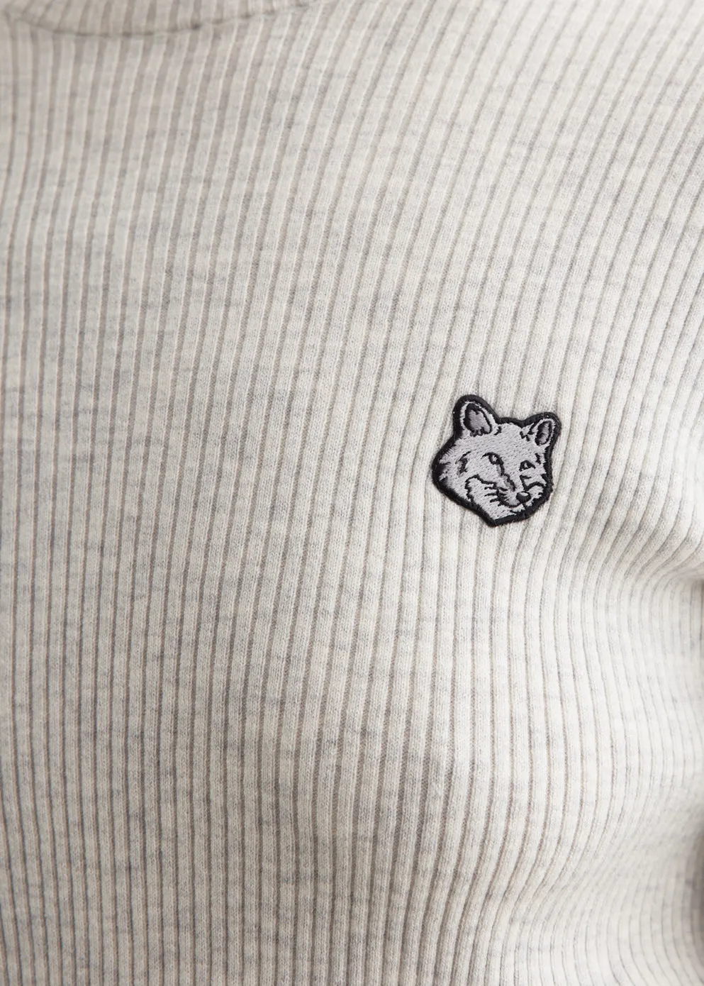 Tonal Fox Head Patch Fine Ribbed Turtleneck