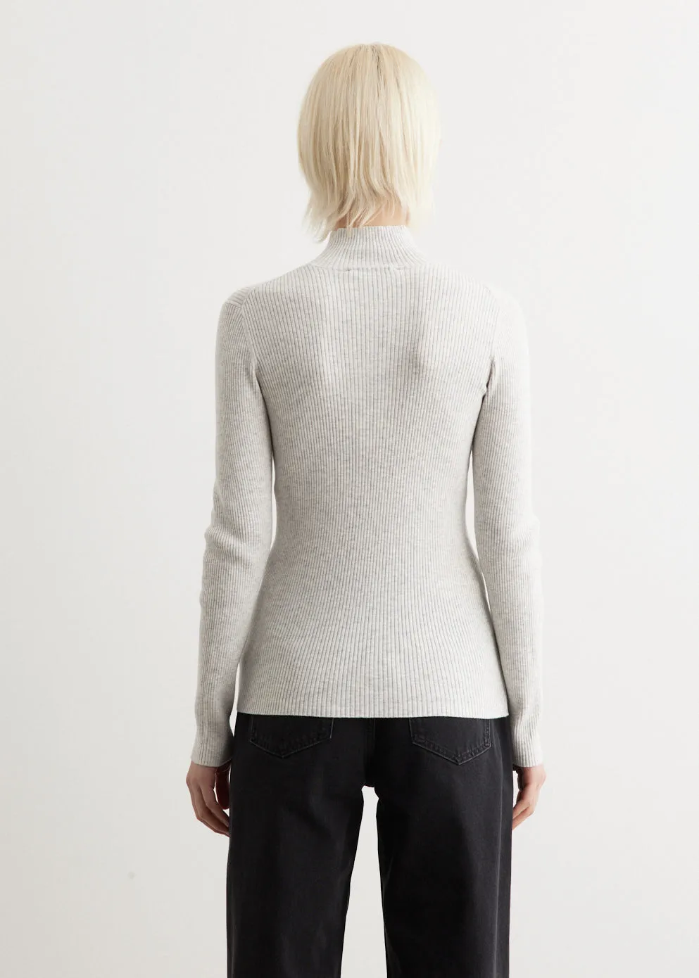 Tonal Fox Head Patch Fine Ribbed Turtleneck